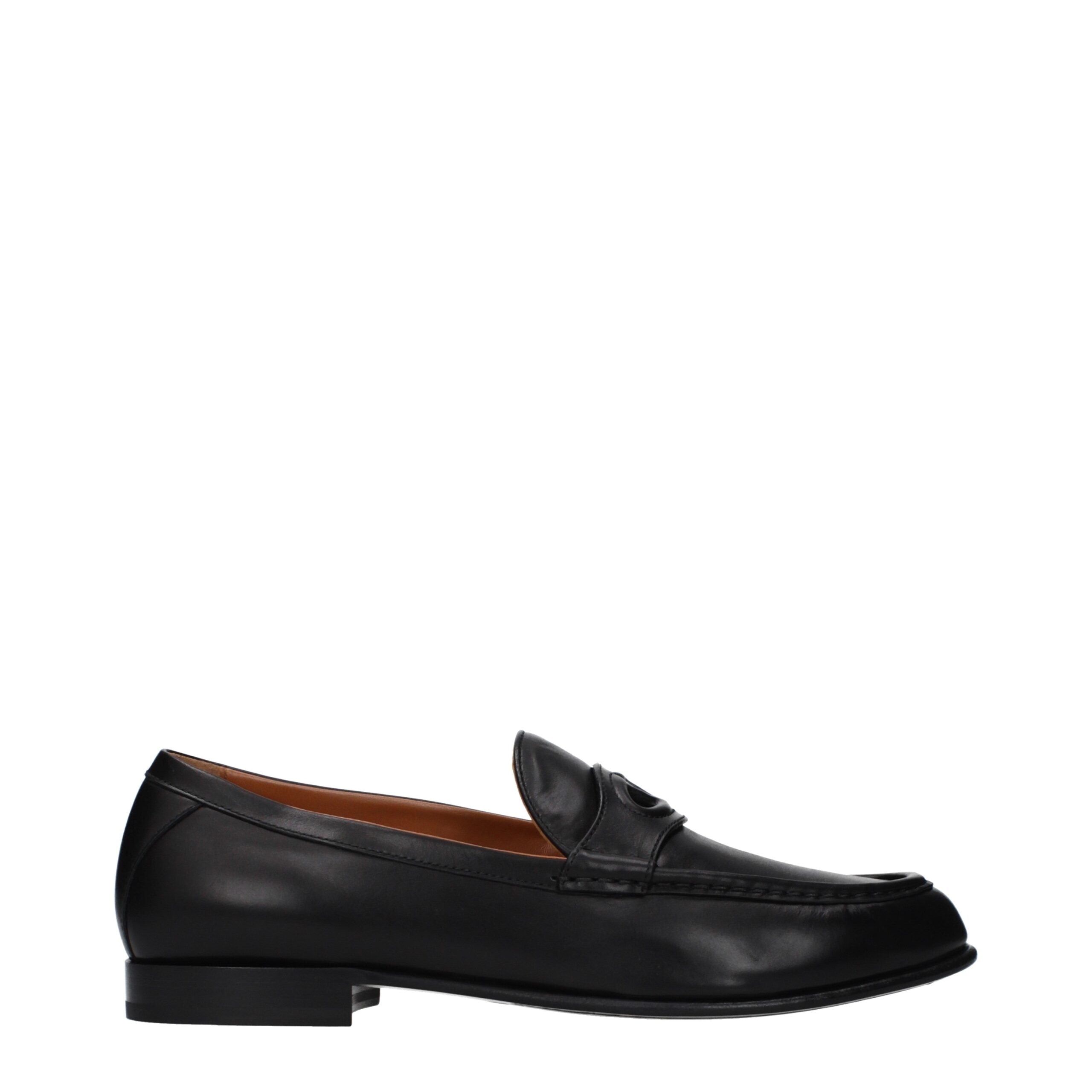 Valentino Garavani Black Leather Slip-On Loafers - Luxe Marca