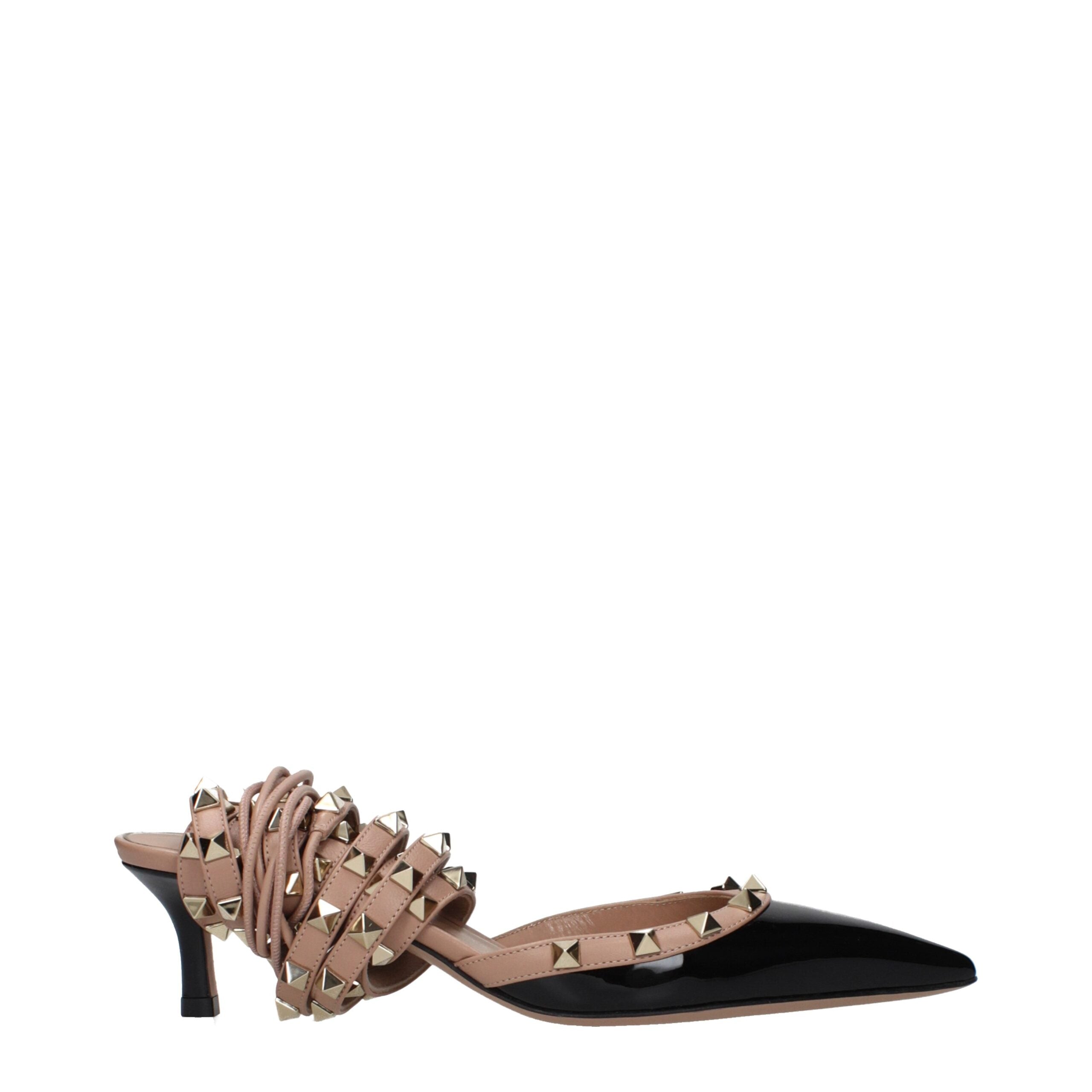 Valentino Garavani Black Leather Strap-On Sandals - Luxe Marca