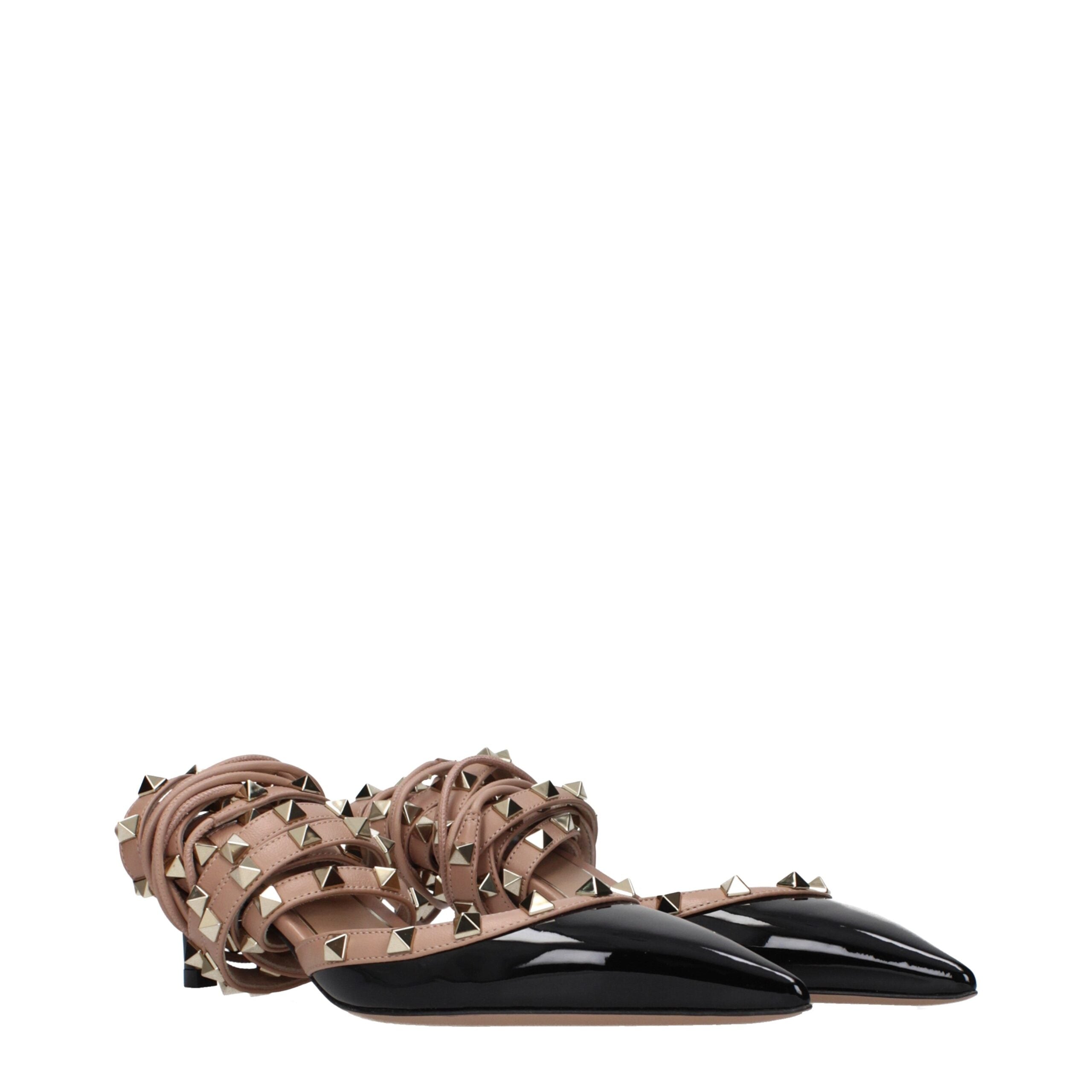Valentino Garavani Black Leather Strap-On Sandals - Luxe Marca