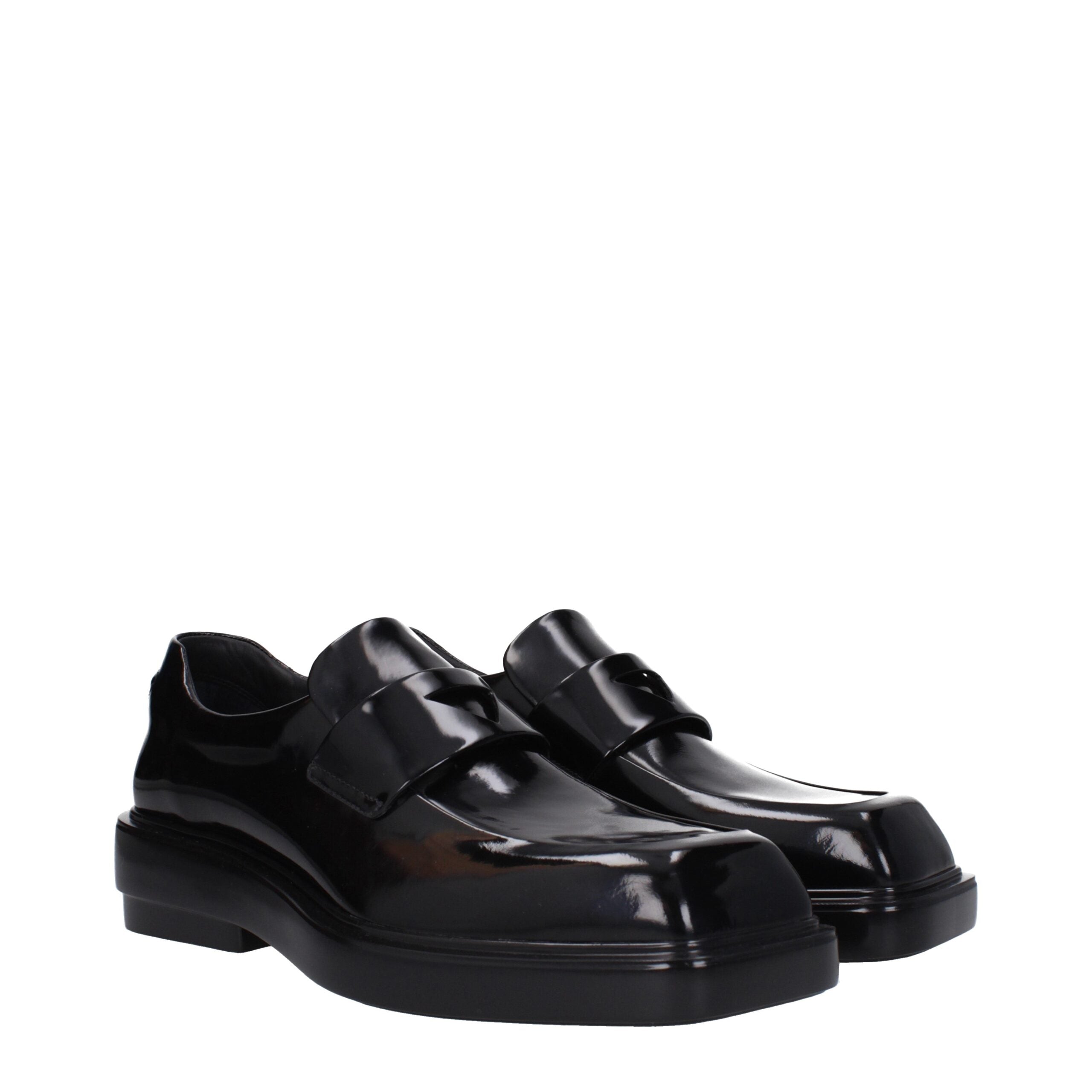 Prada Black Leather Slip-On Loafers