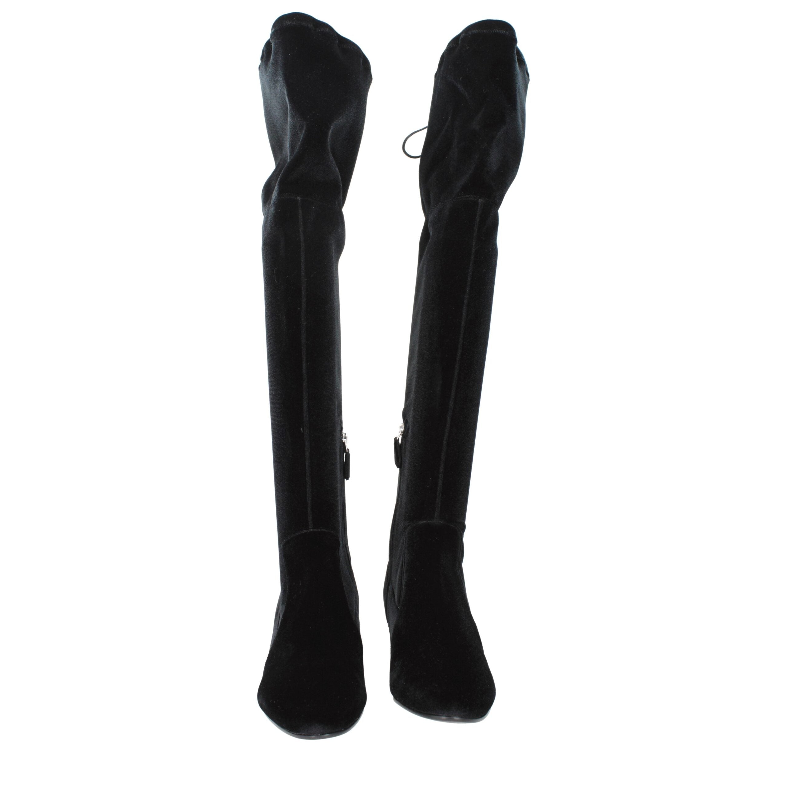 فستان برادا أسود مخملي فوق الركبة