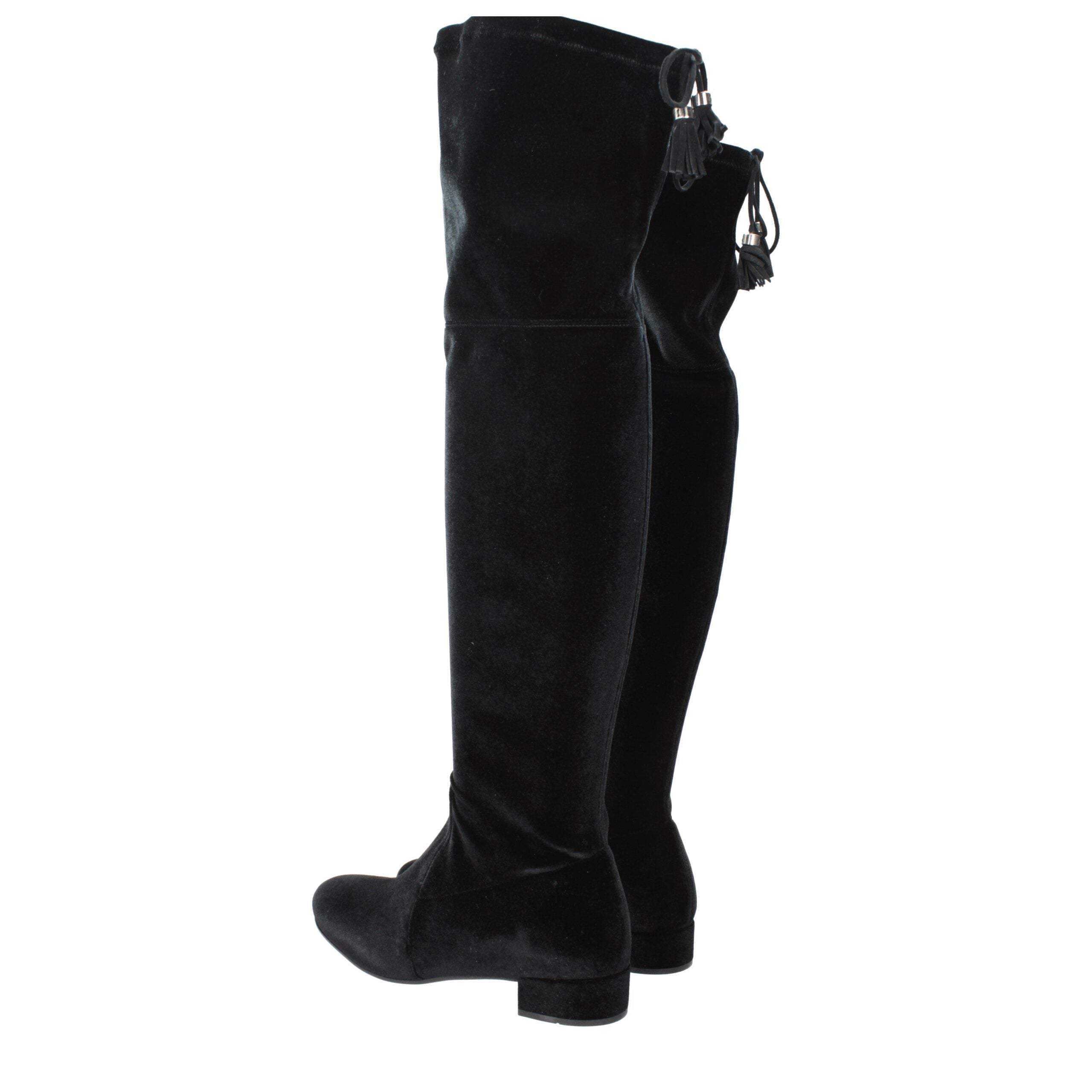 فستان برادا أسود مخملي فوق الركبة