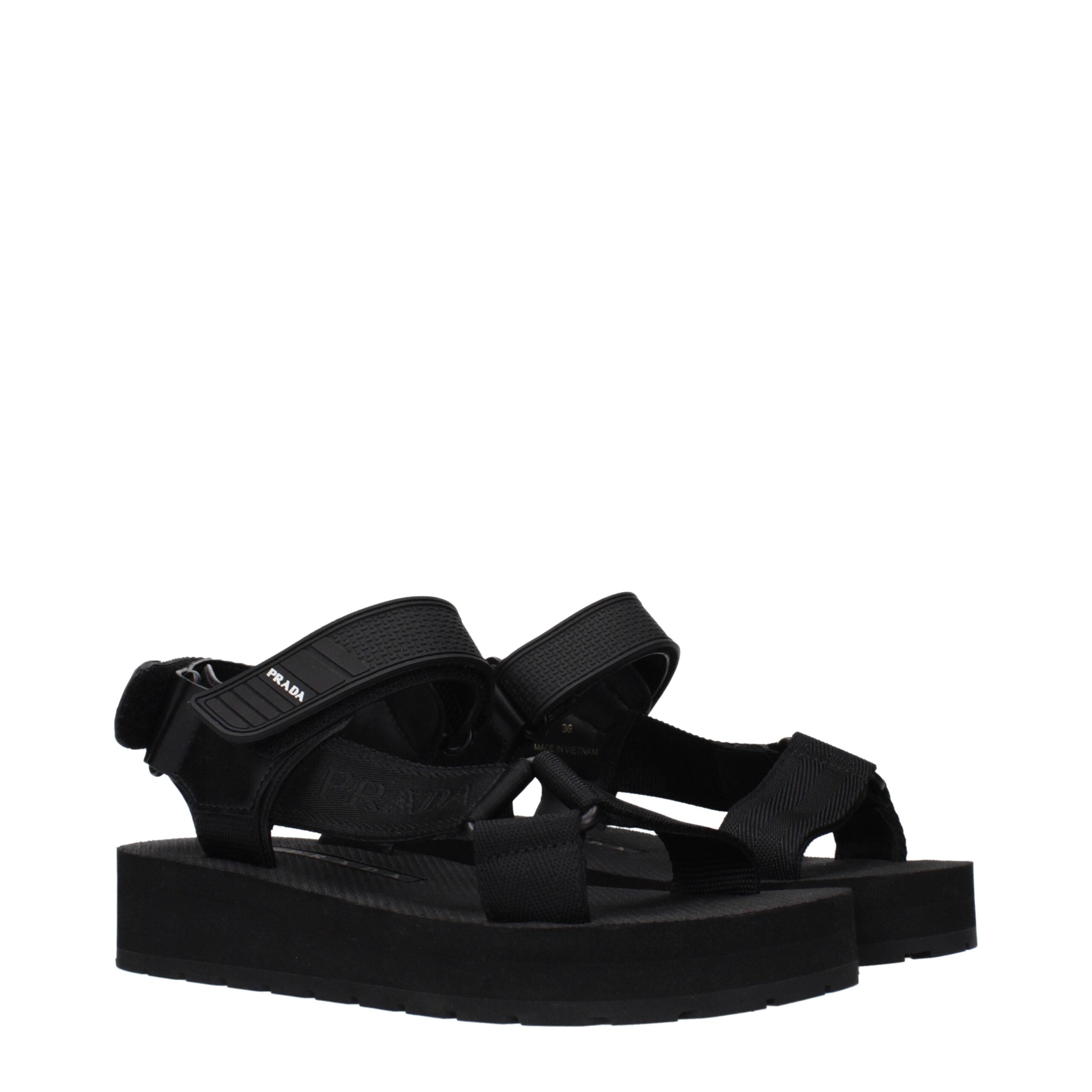 Prada Black Fabric Sandals