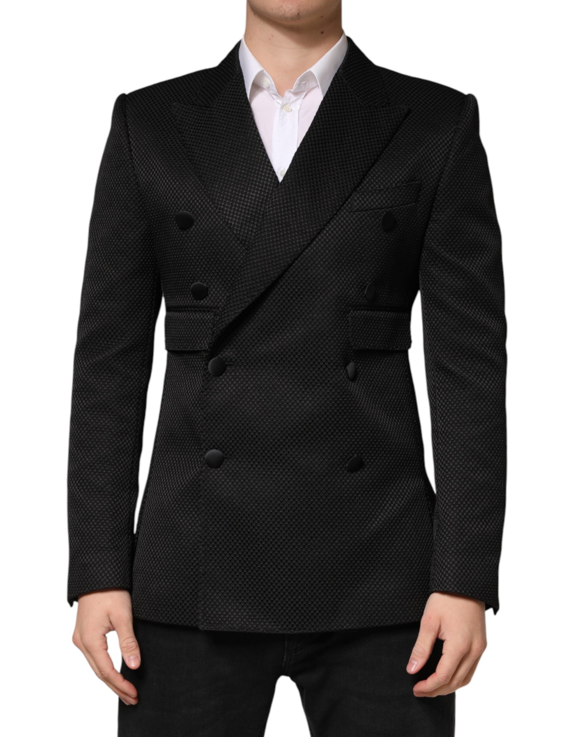 Dolce & Gabbana Black Cotton Double Breasted 2 Button Blazer - Luxe Marca