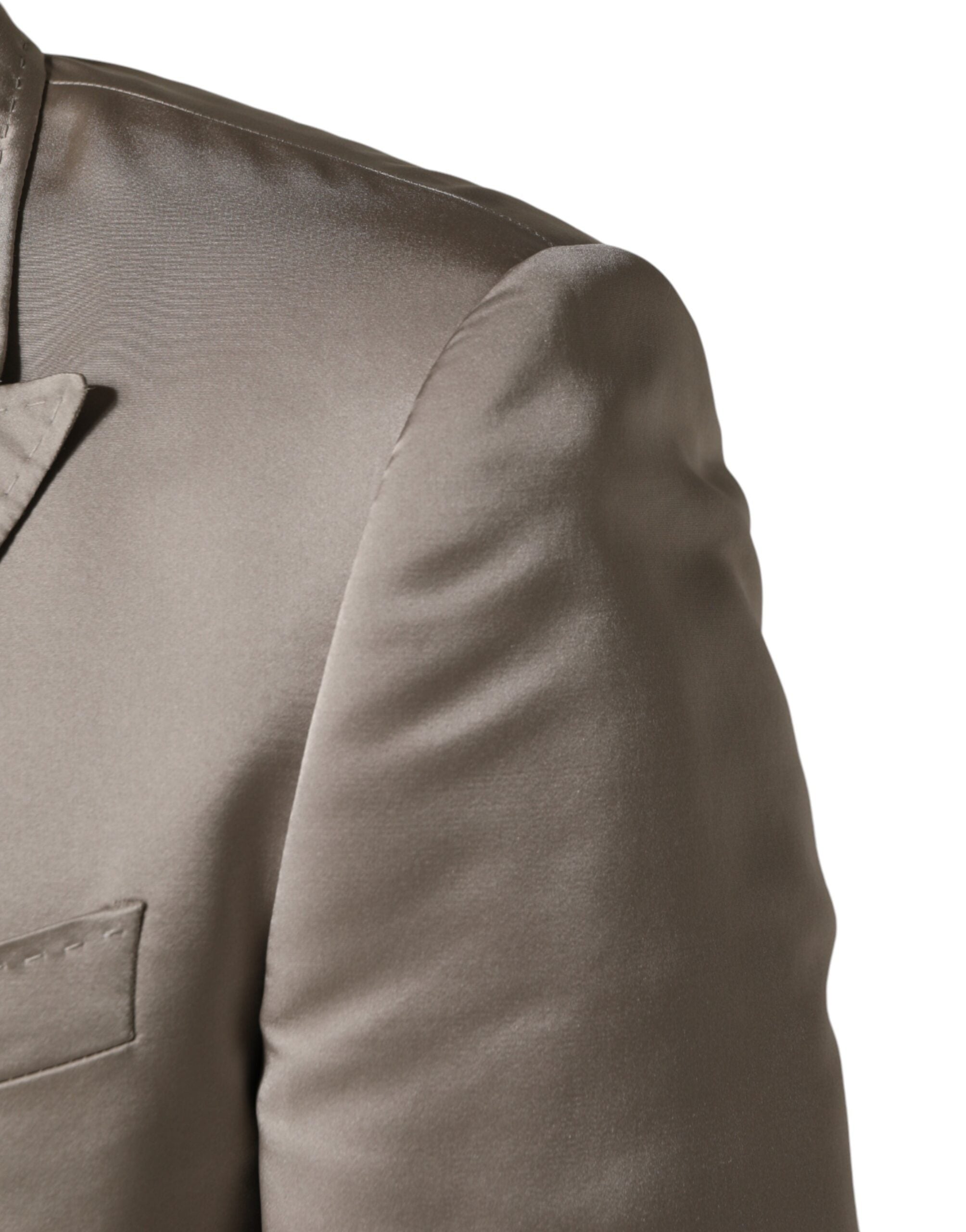 Dolce & Gabbana Beige Silk Single Breasted Jacket Men Blazer - Luxe Marca