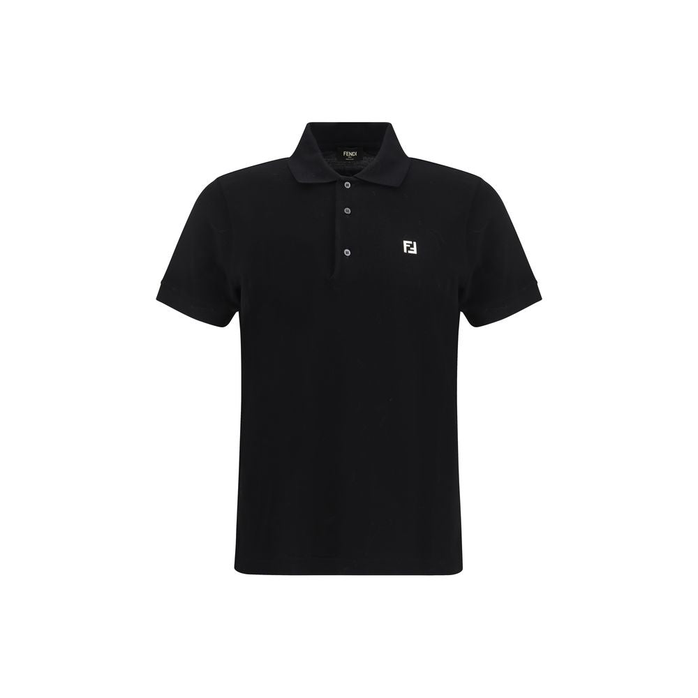 Fendi Black Cotton Polo Shirt