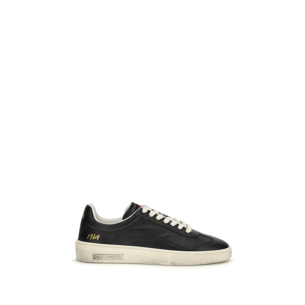 Dsquared² Black Calf Leather Bos Taurus Low Top Sneakers - Luxe Marca