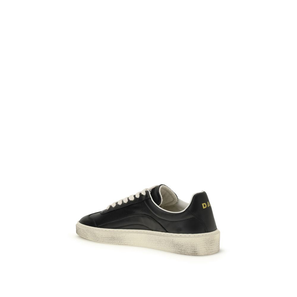 Dsquared² Black Calf Leather Bos Taurus Low Top Sneakers - Luxe Marca