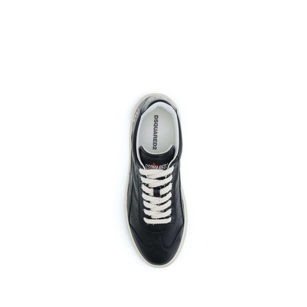 Dsquared² Black Calf Leather Bos Taurus Low Top Sneakers - Luxe Marca