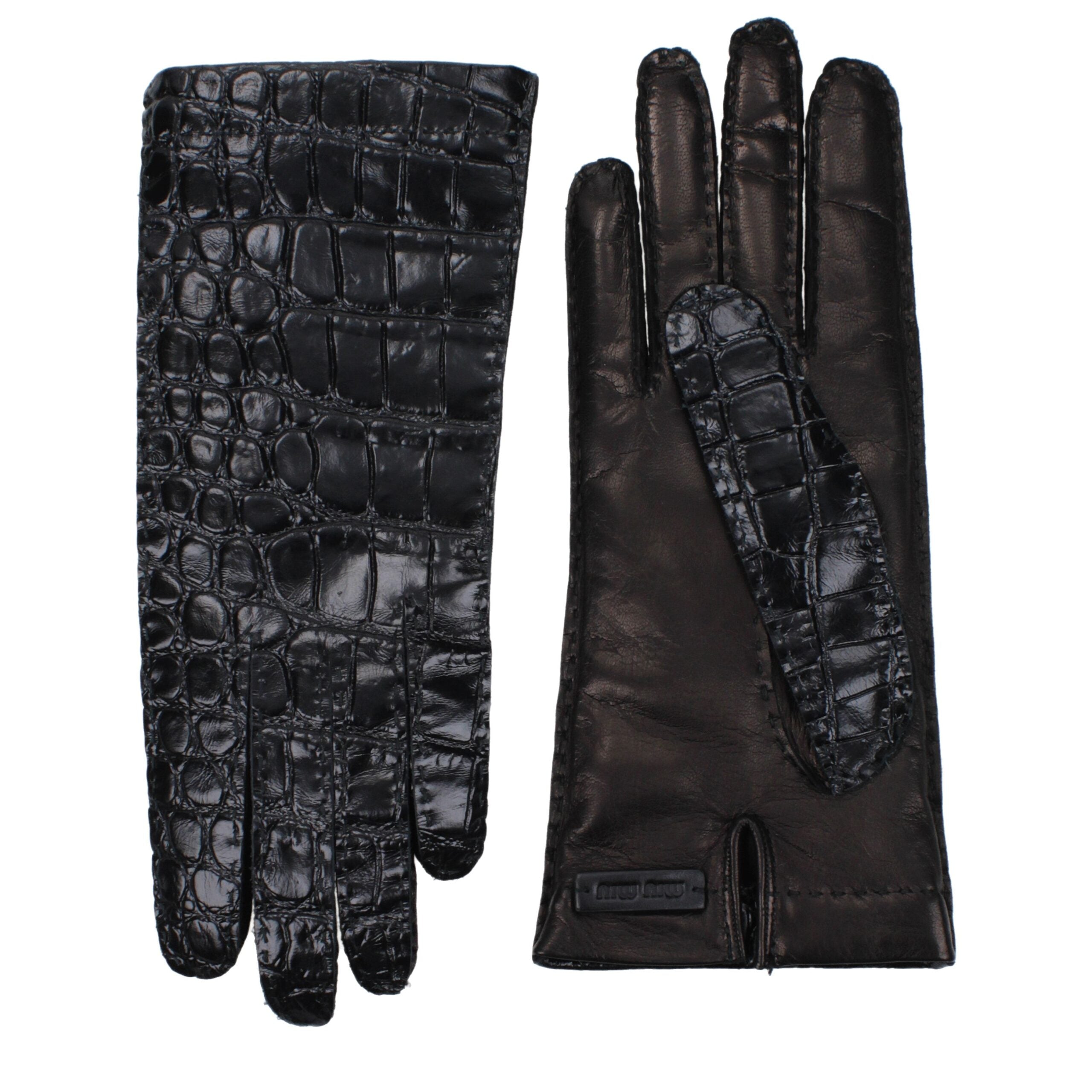 Miu Miu Black Leather Gloves - Luxe Marca