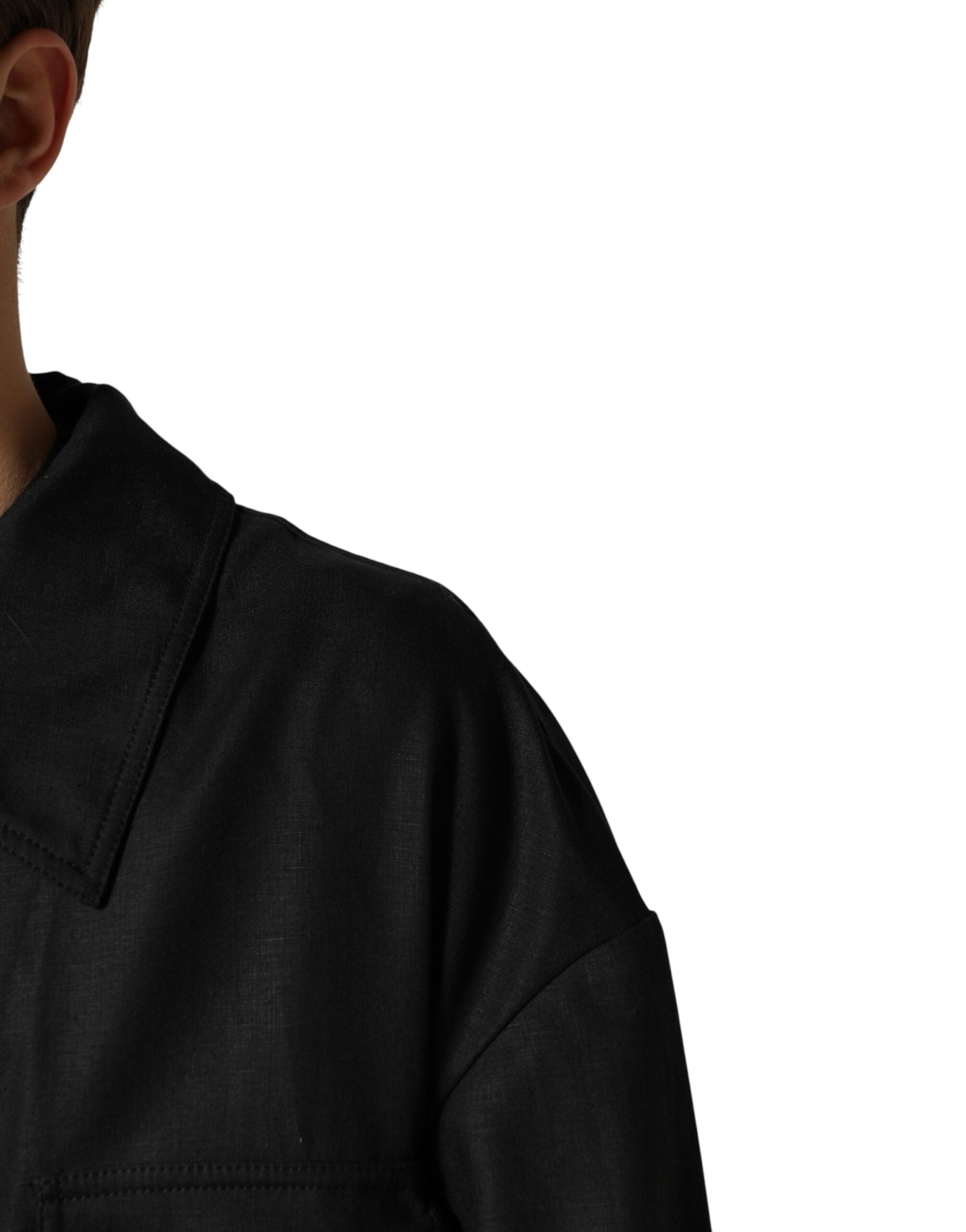 Dolce & Gabbana Black Pockets Collared Trench Coat Jacket - Luxe Marca