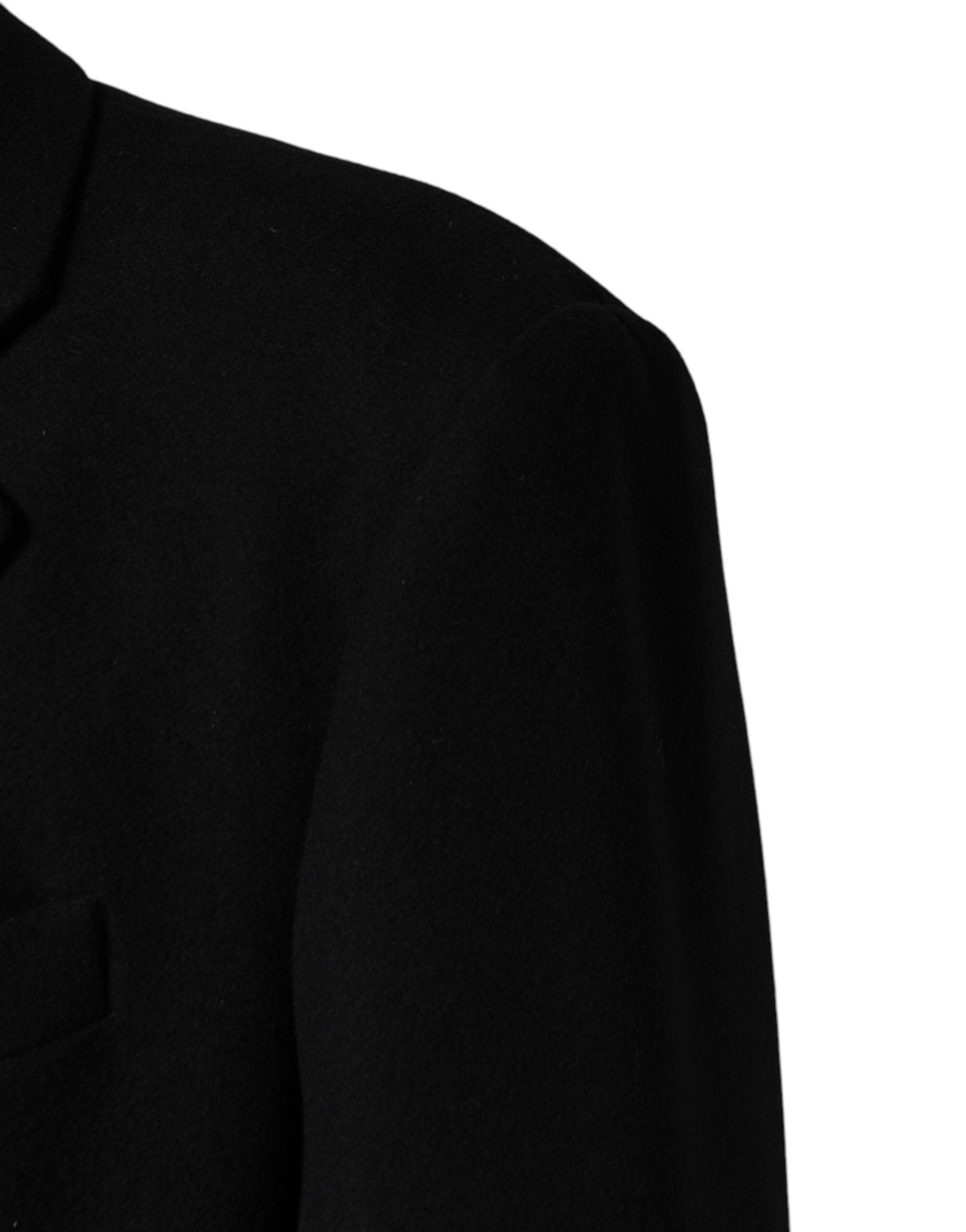 Dolce & Gabbana Black Wool Single Breasted Long Coat Jacket - Luxe Marca