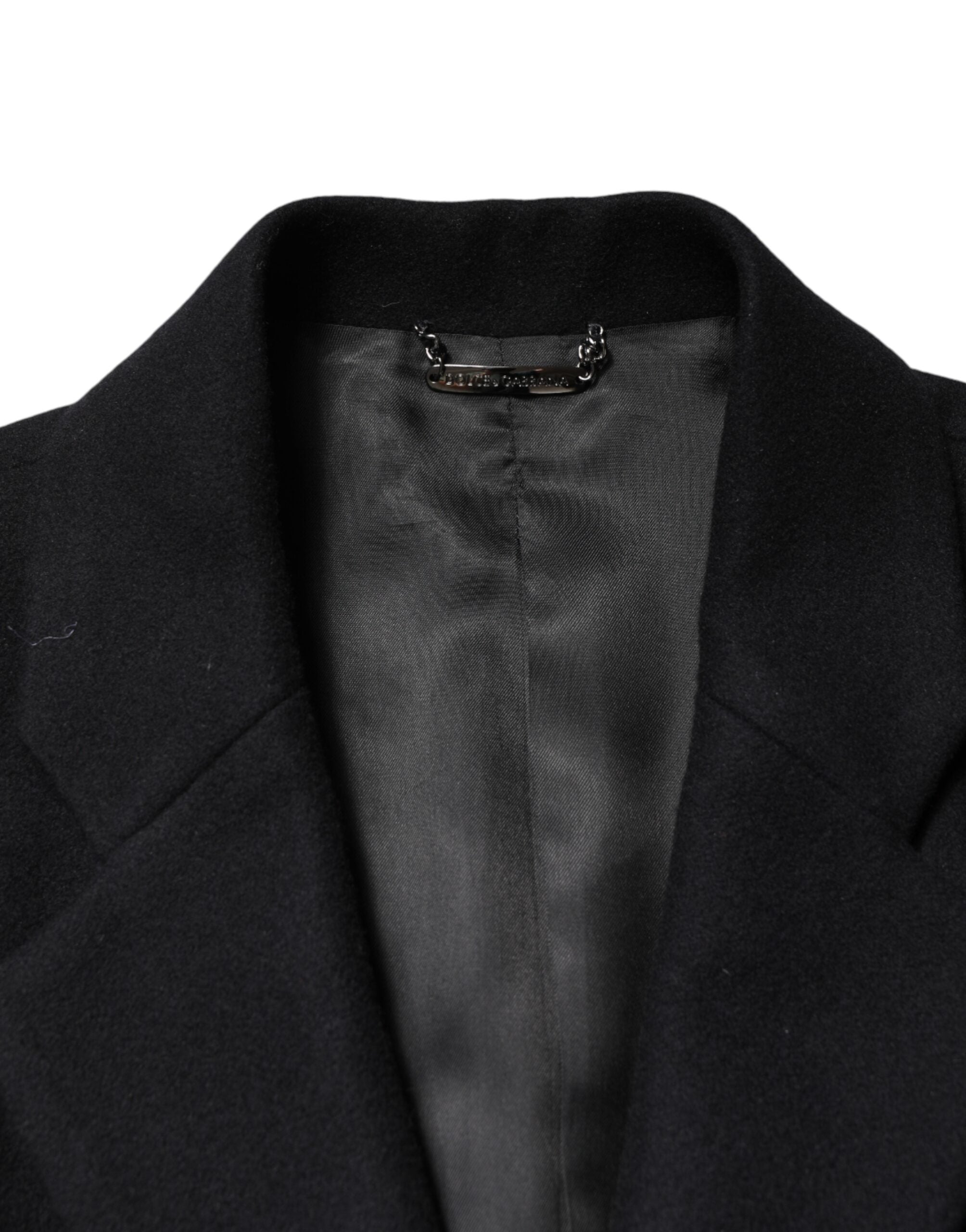Dolce & Gabbana Black Wool Single Breasted Long Coat Jacket - Luxe Marca