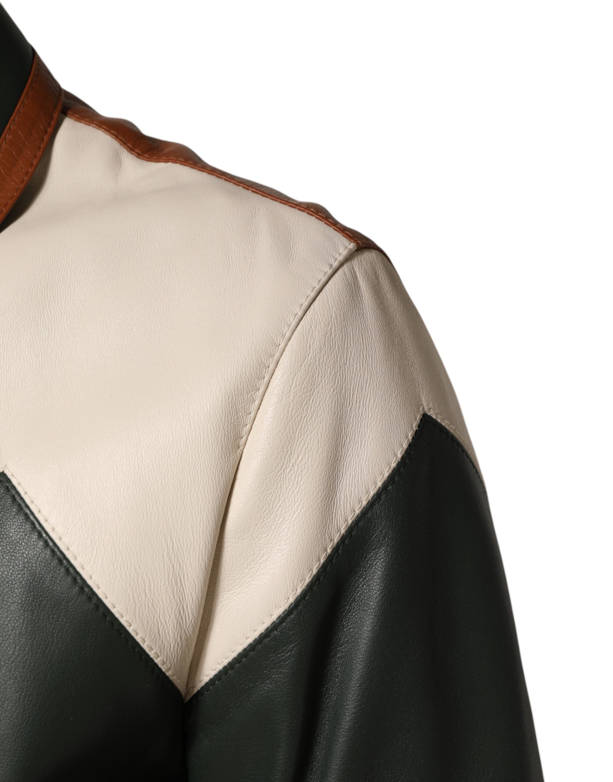 Dolce & Gabbana Multicolor Leather Full Zip men Biker Jacket - Luxe Marca