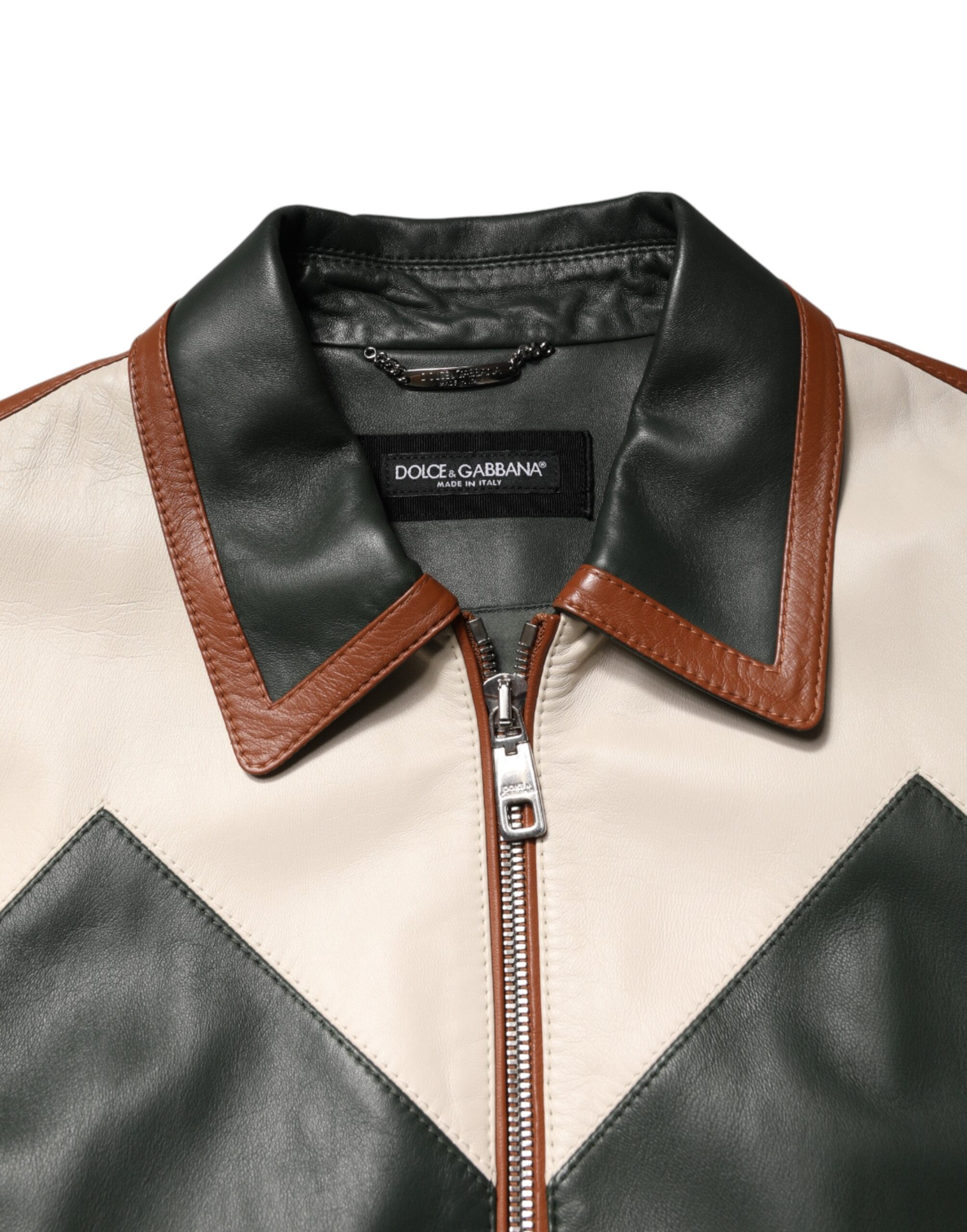 Dolce & Gabbana Multicolor Leather Full Zip men Biker Jacket - Luxe Marca