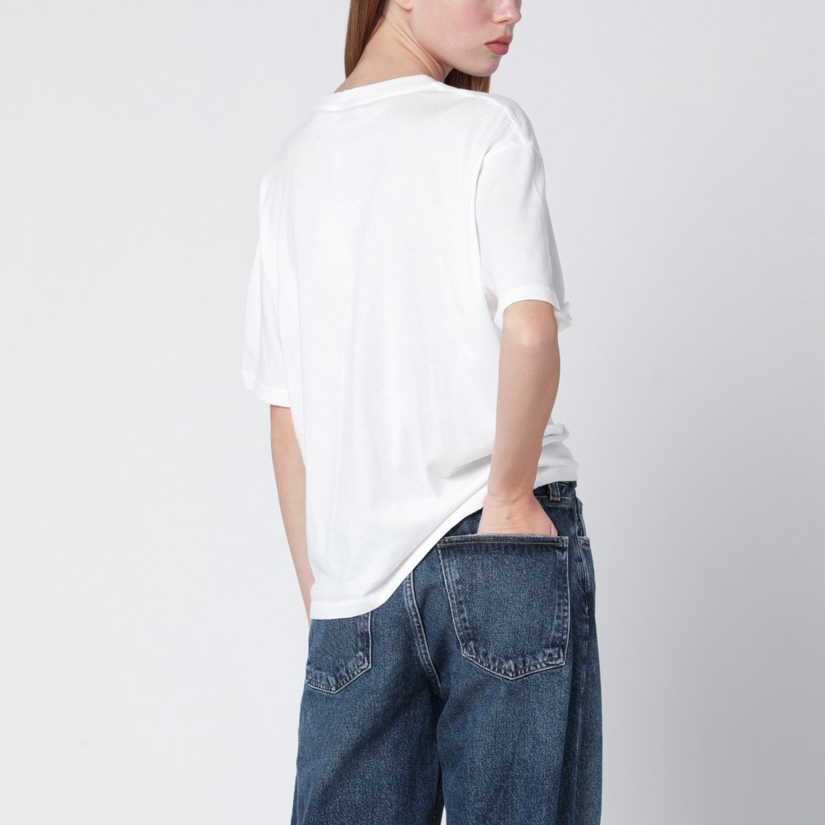 ANINE BING ANINE BING Ivory relaxed T-shirt with logo print