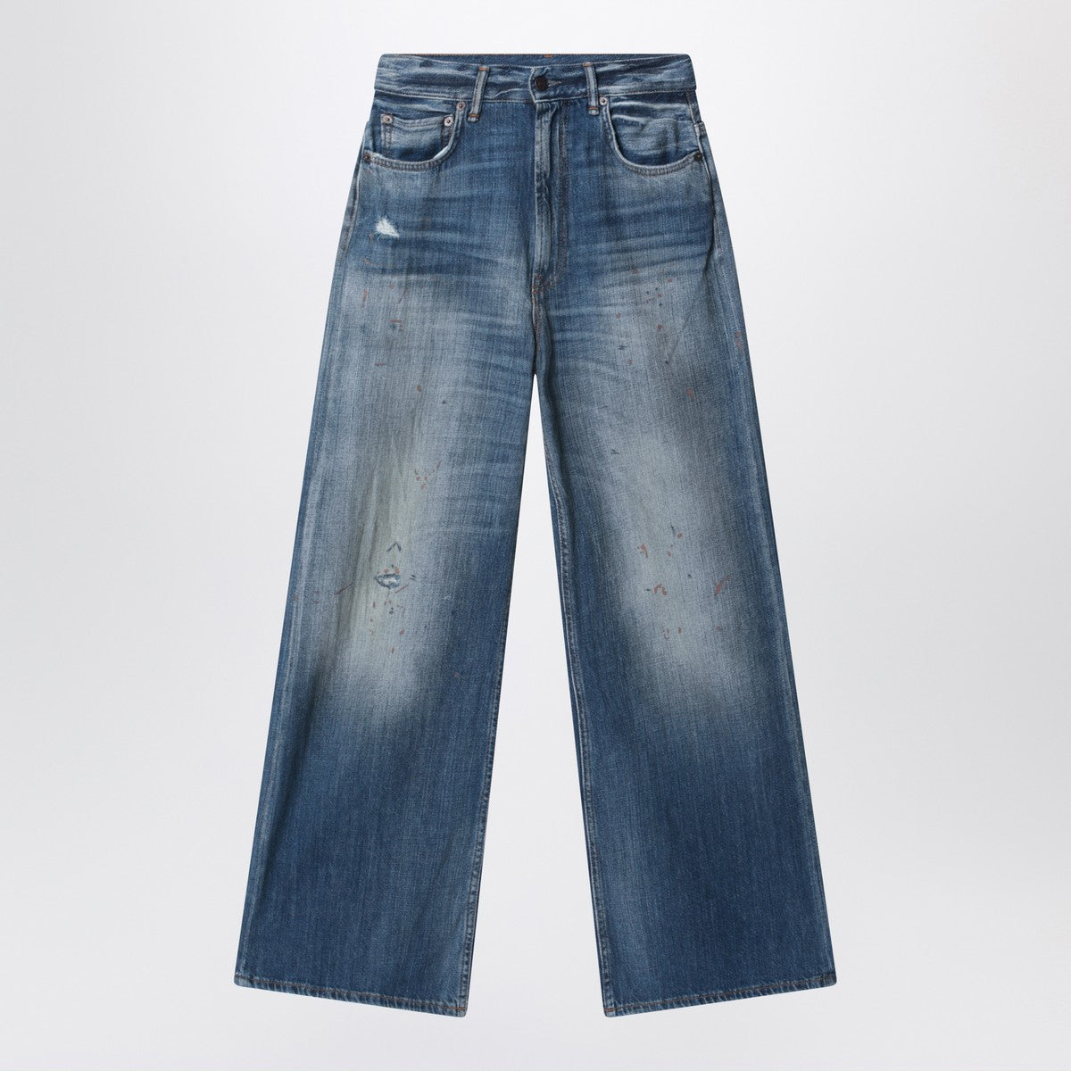 Acne Studios Blue jeans with a faded effect and splashes