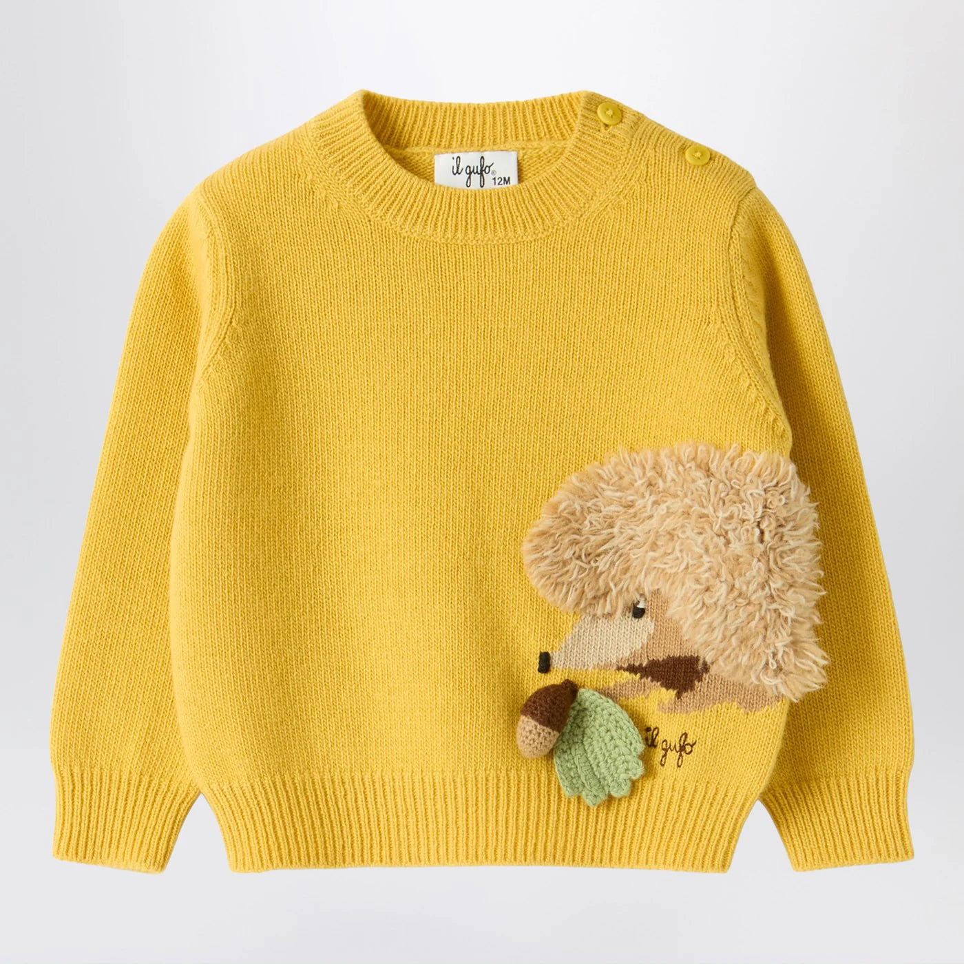Il Gufo Il Gufo Yellow wool sweater with curly texture