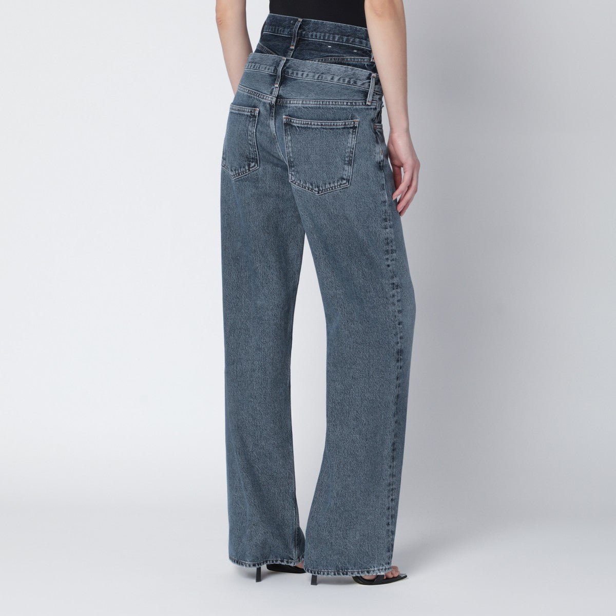 Agolde AGOLDE Elson jeans with double waistband in dark/light indigo