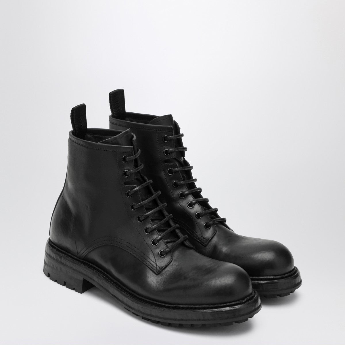 Dolce & Gabbana Dolce & Gabbana Dolce&Gabbana Black lace-up leather ankle boot