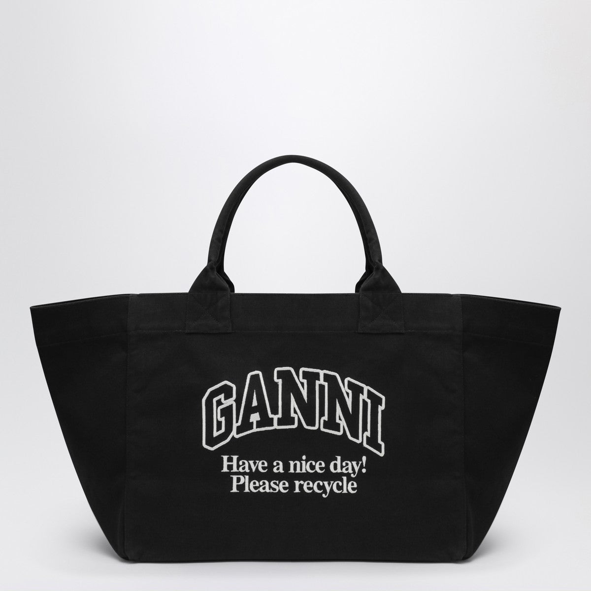 Ganni GANNI XXL black canvas tote bag