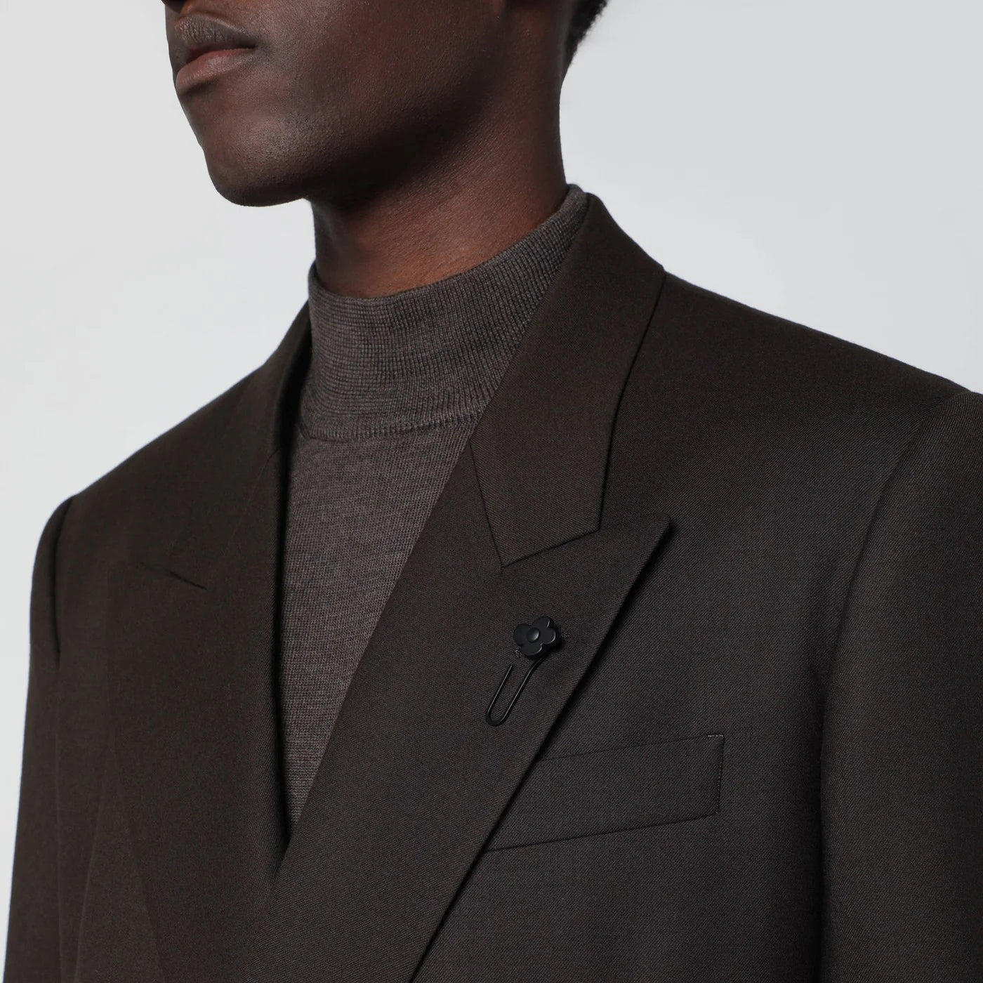 Lardini Brown double-breasted wool jacket