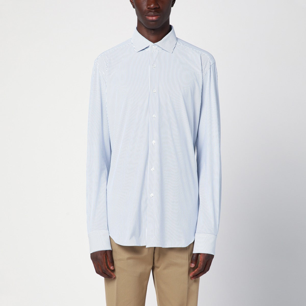 XACUS XACUS Striped blue poplin Active shirt