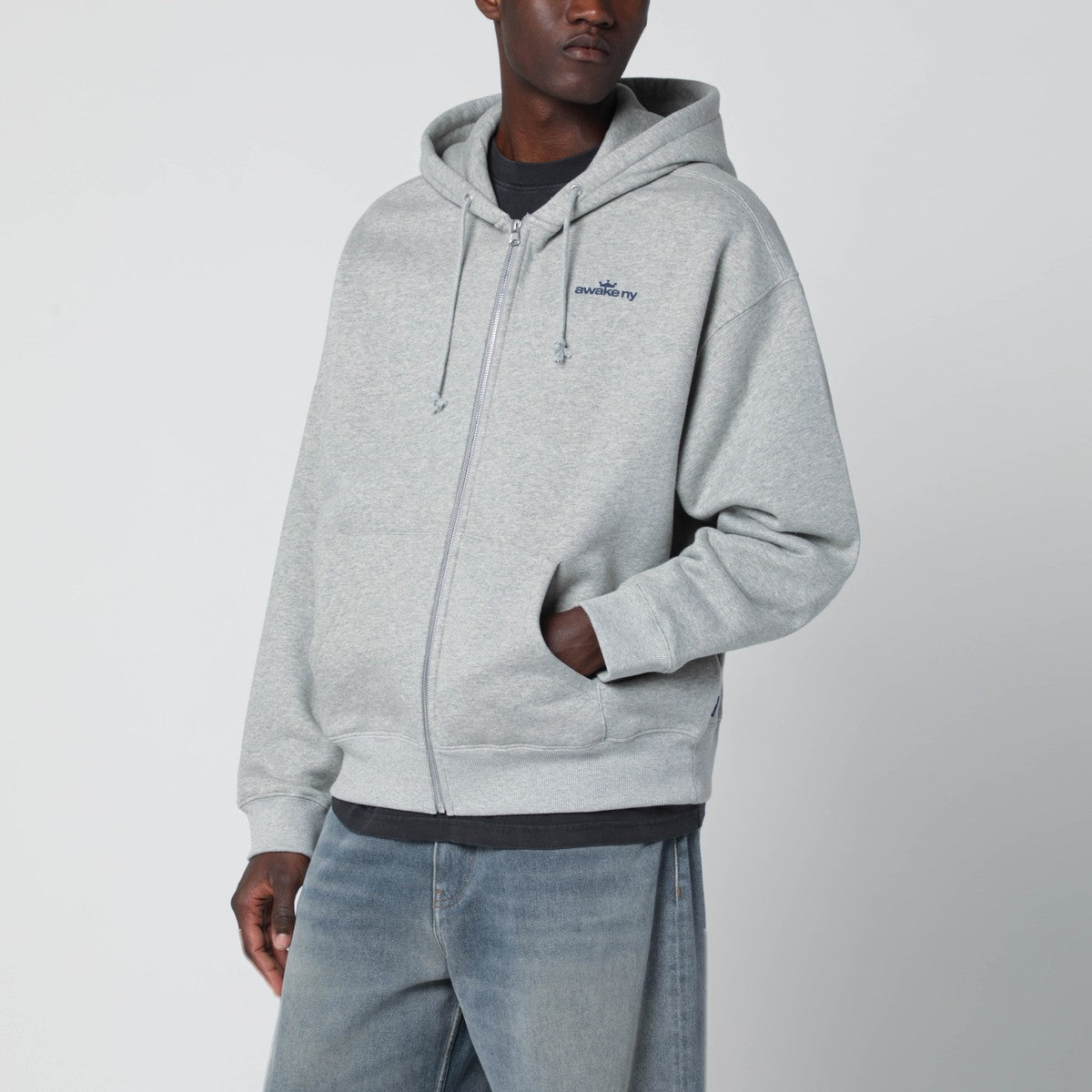 Awake NY Awake NY Grey hooded sweatshirt with logo print