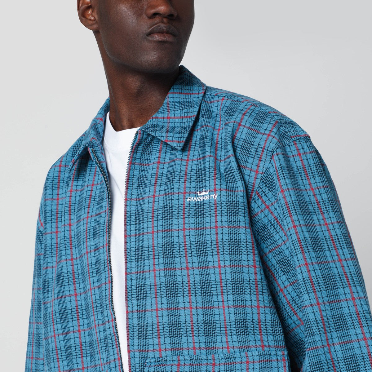 Awake NY Awake NY Blue zip-up overshirt with logo