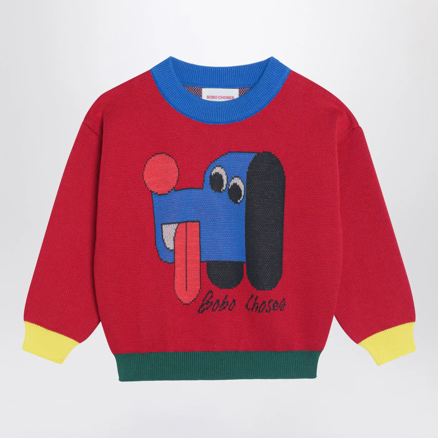 Bobo Choses Bobo Choses Red sweater with logo intarsia
