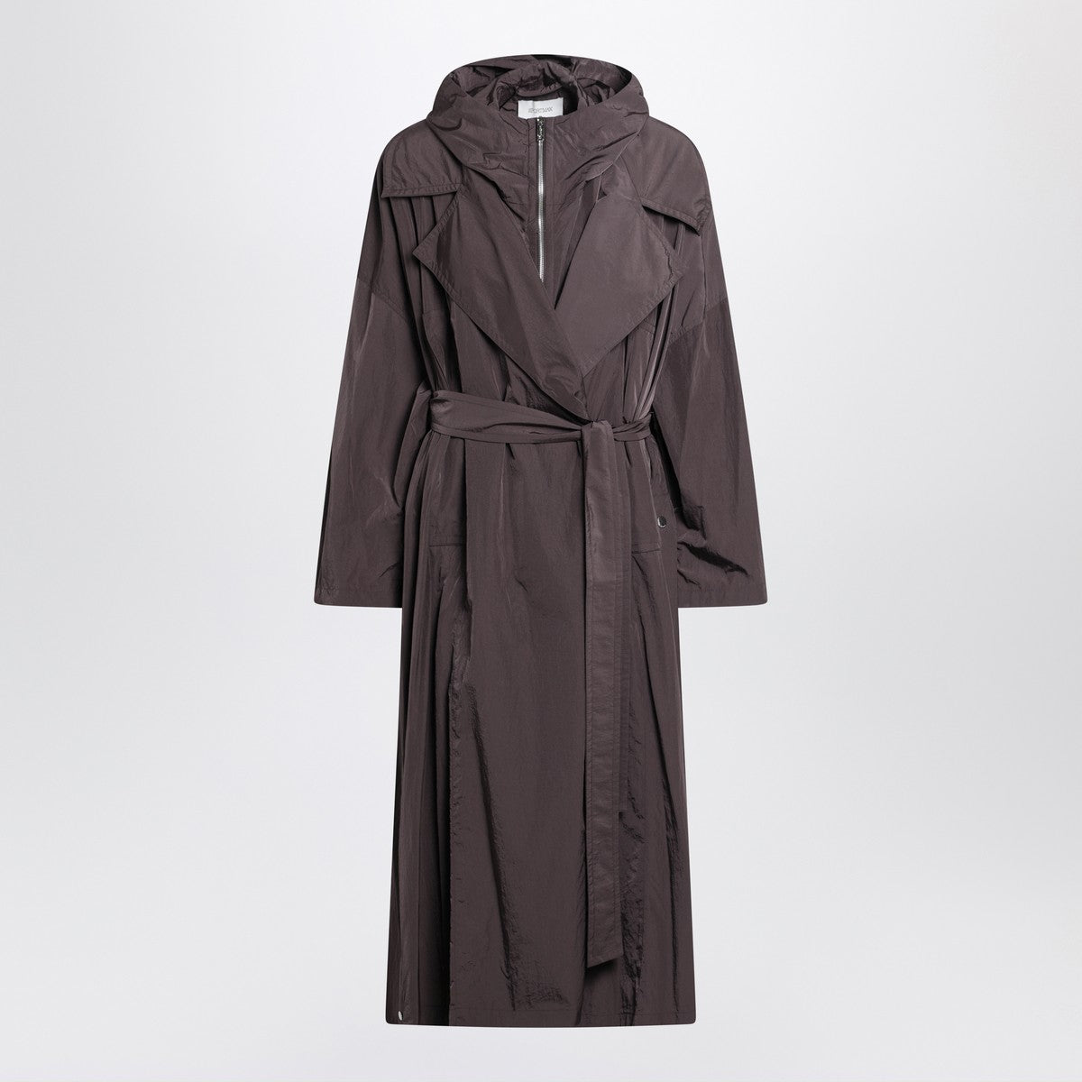 Sportmax Sportmax Coffee-colored oversized taffeta trench coat