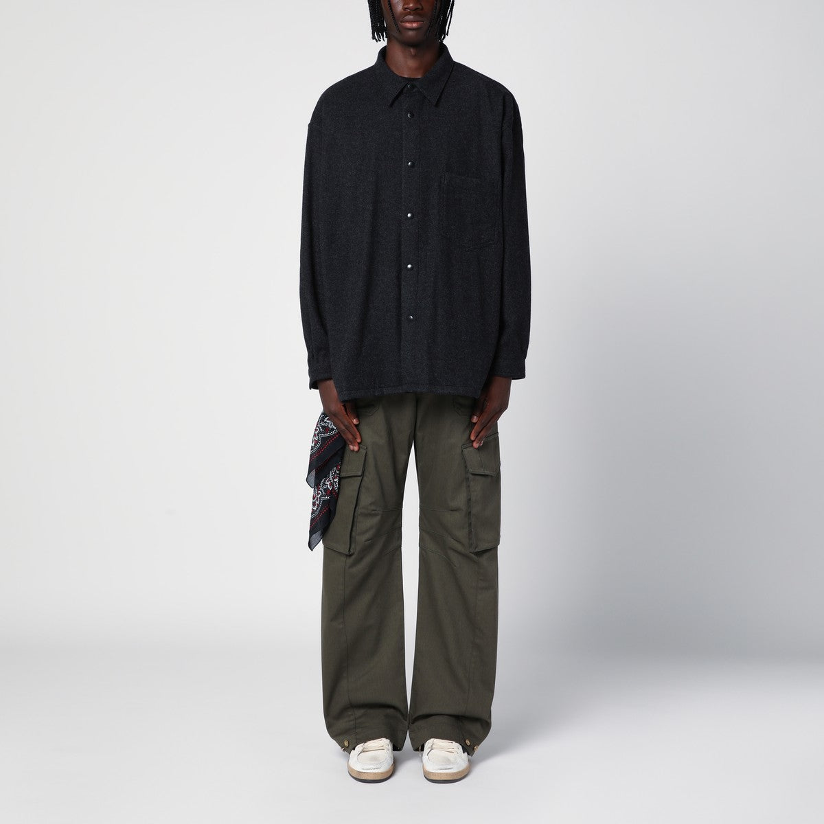 Destin Destin Charcoal grey wool and cashmere overshirt