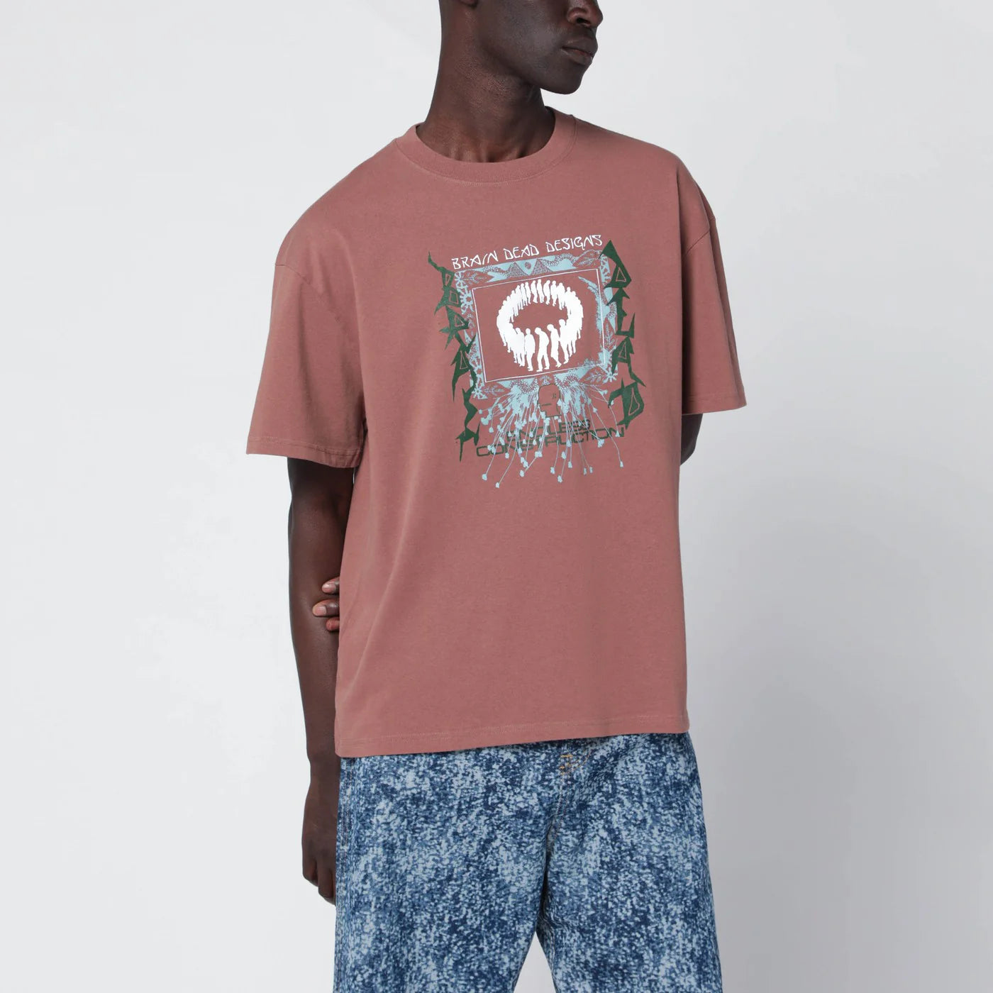 Brain Dead Walnut vintage-effect T-shirt with printed logo