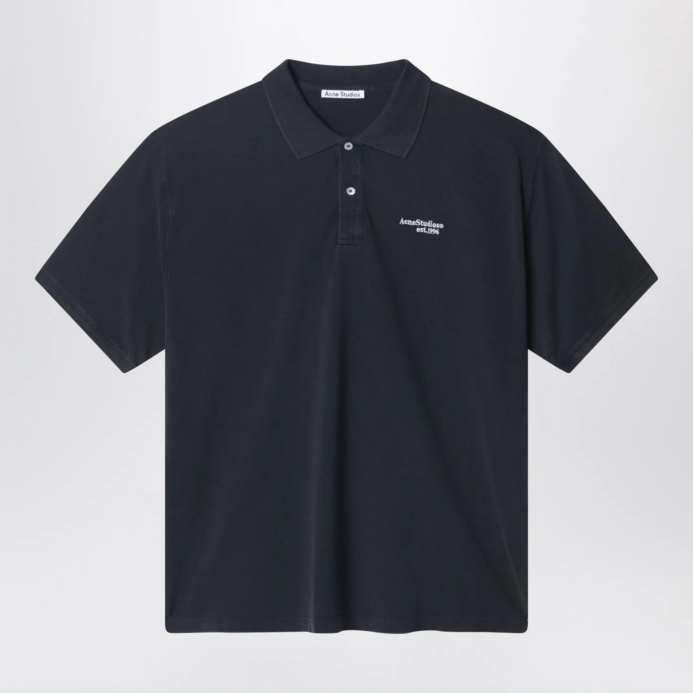 Acne Studios Black polo shirt with distressed finish