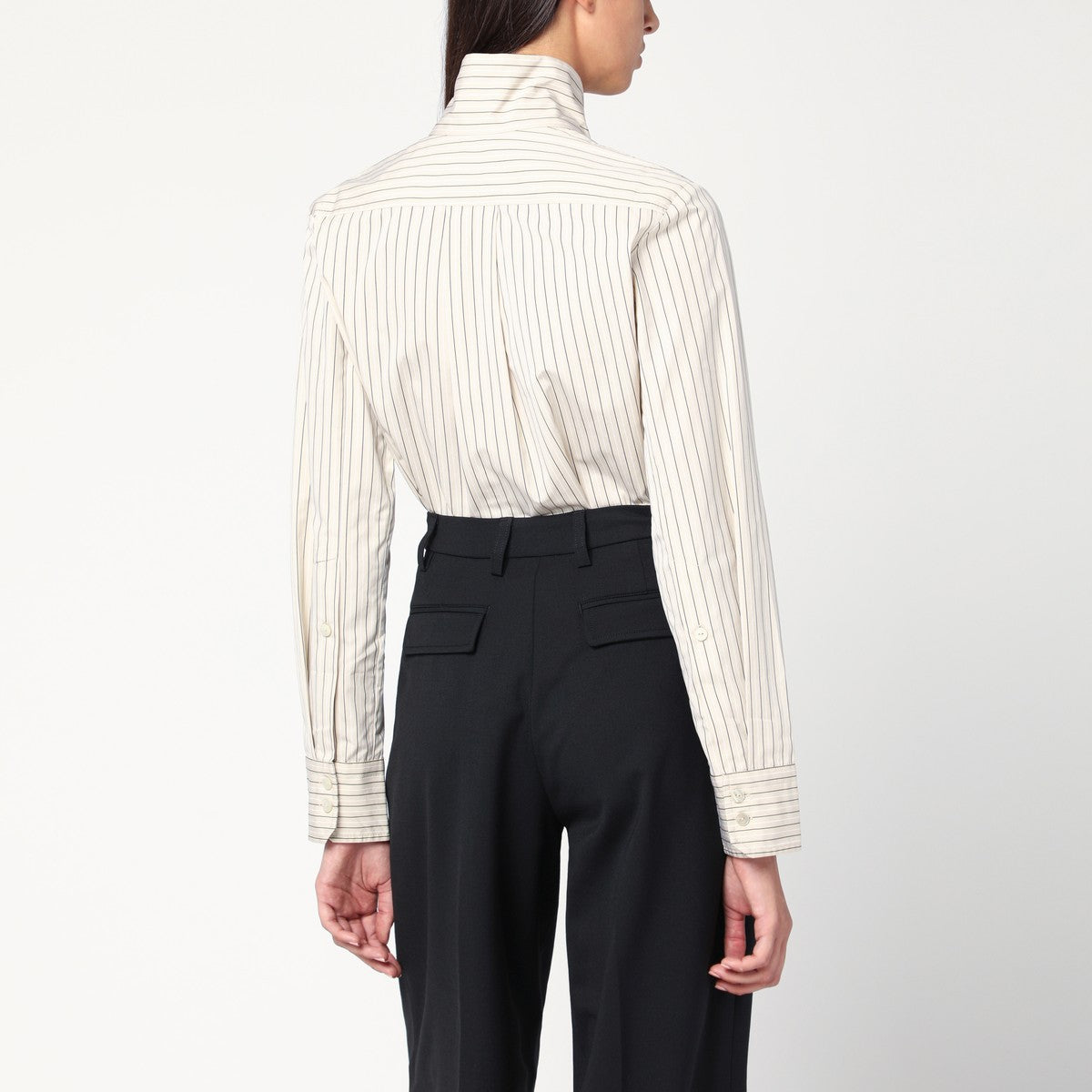 Patou Patou Striped shirt with scarf collar