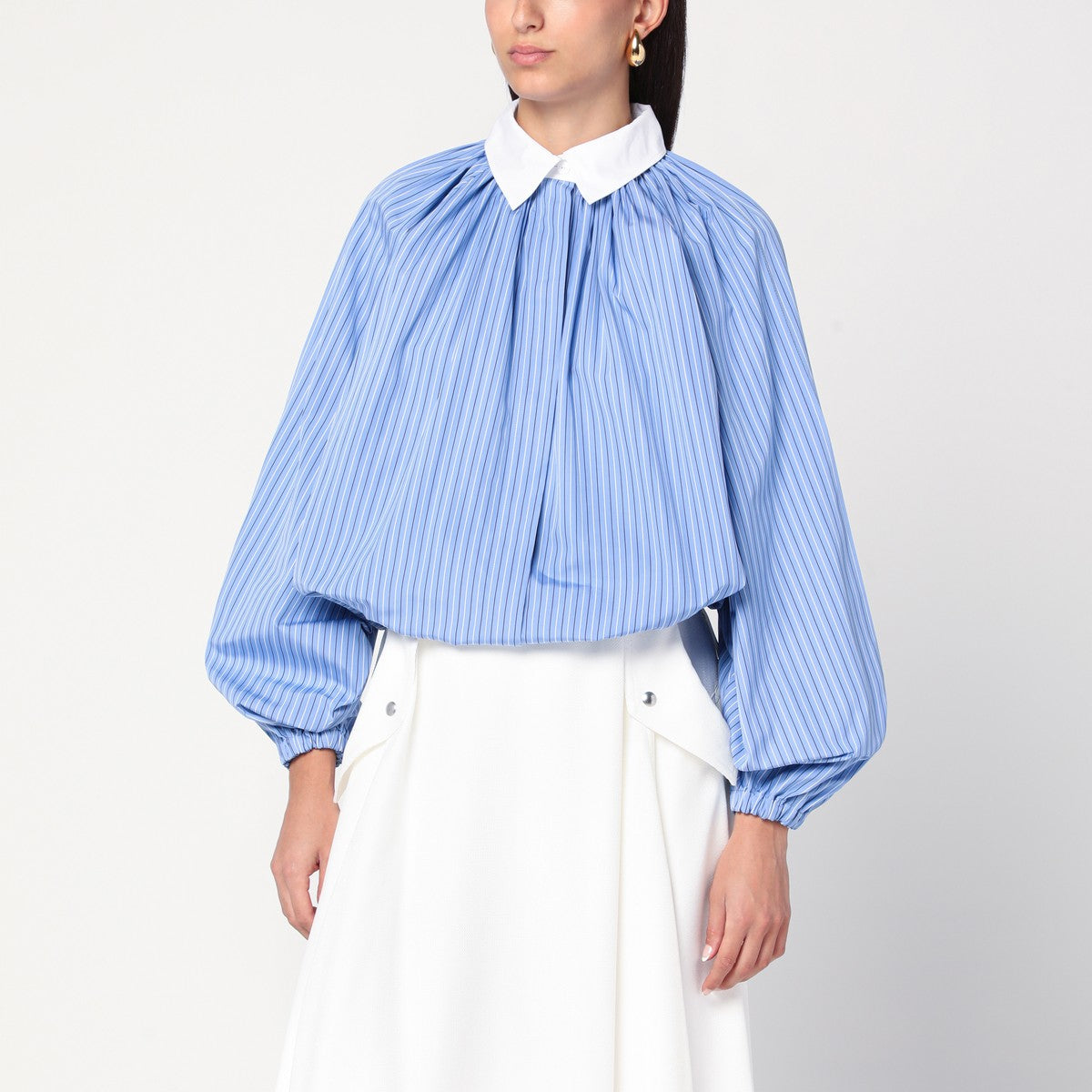 Patou Patou Striped balloon-sleeve shirt in light blue