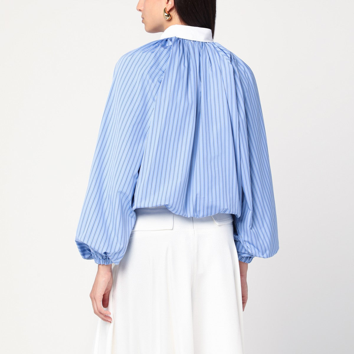 Patou Patou Striped balloon-sleeve shirt in light blue