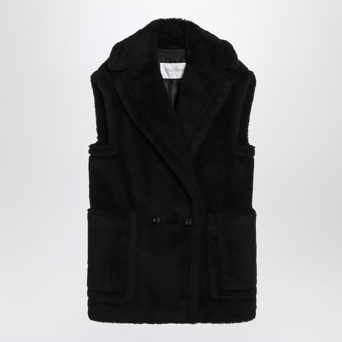 Max Mara Max Mara Black Teddy gilet in alpaca and wool