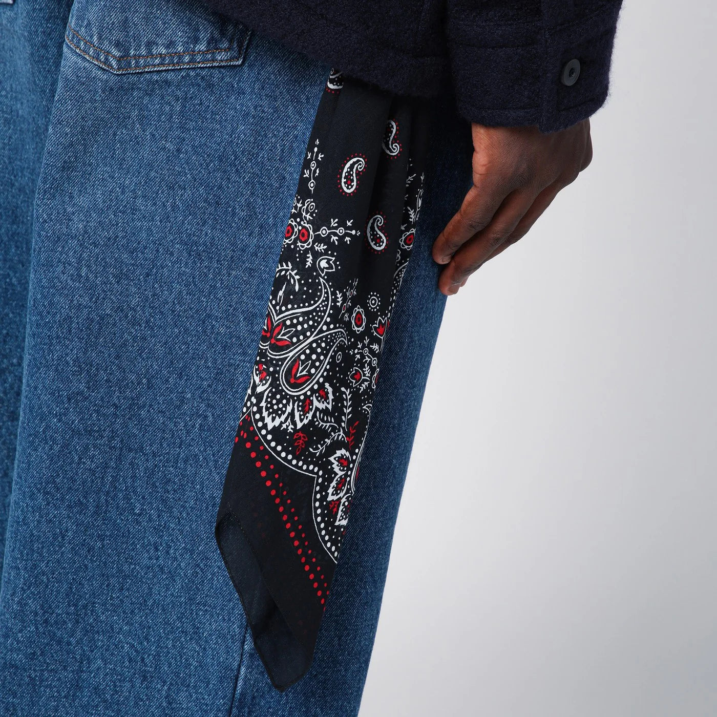 Destin Navy wool overshirt with graphic print