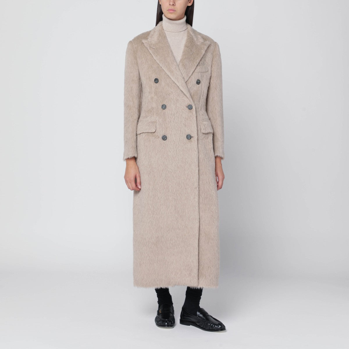 Tagliatore Tagliatore Beige double-breasted coat in wool blend