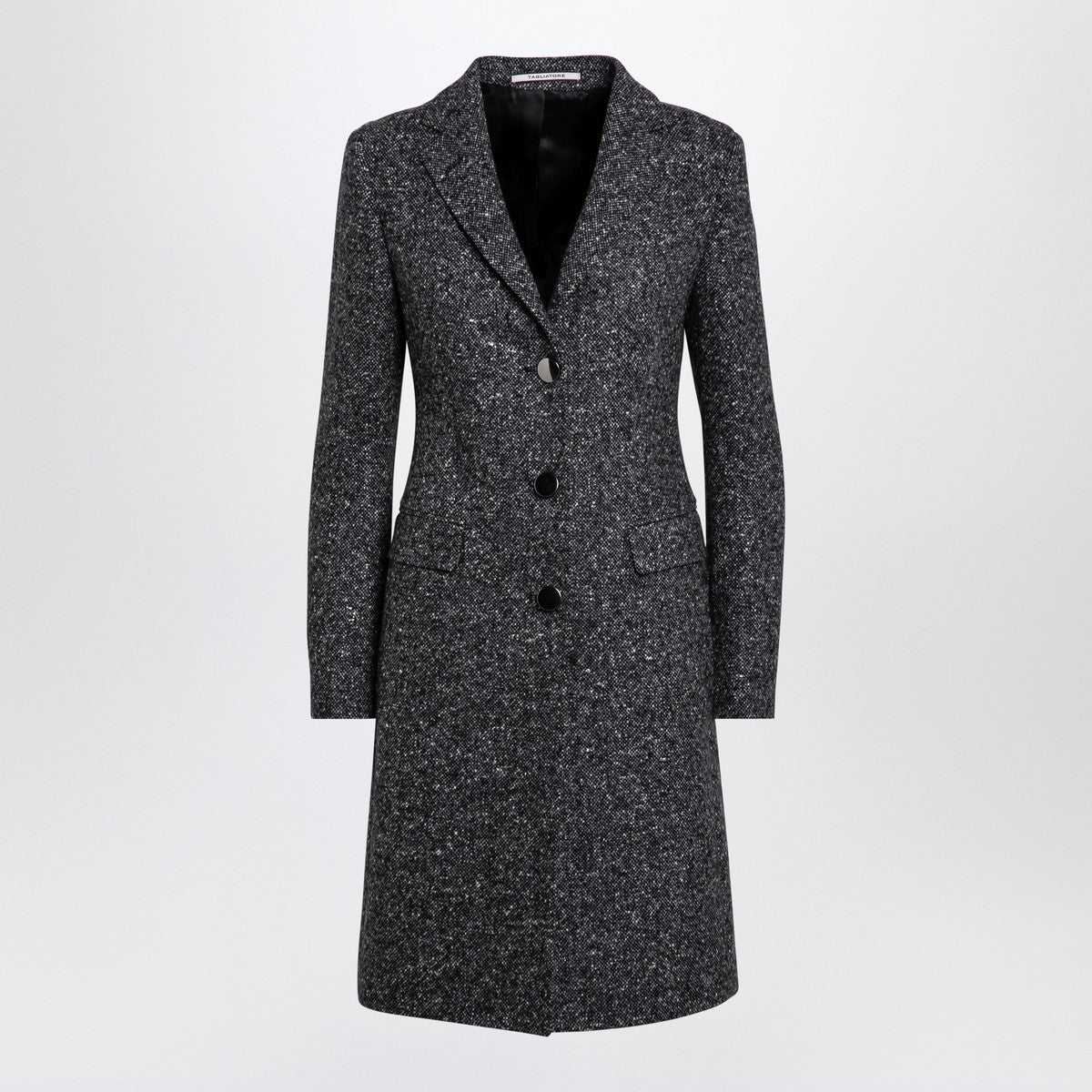 Tagliatore Tagliatore Black/white wool blend single-breasted coat