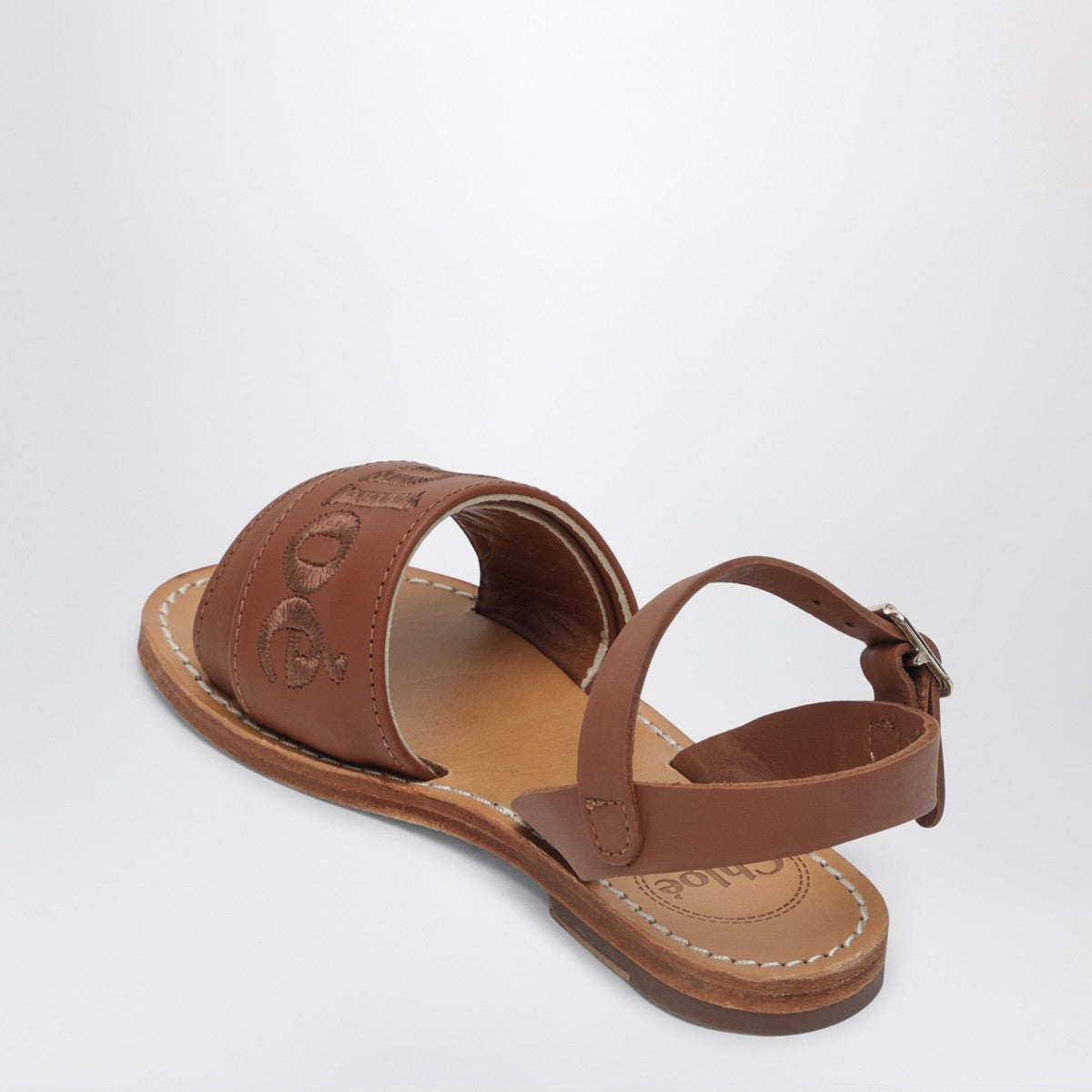 Chloé Chloé Brown leather sandals with logo