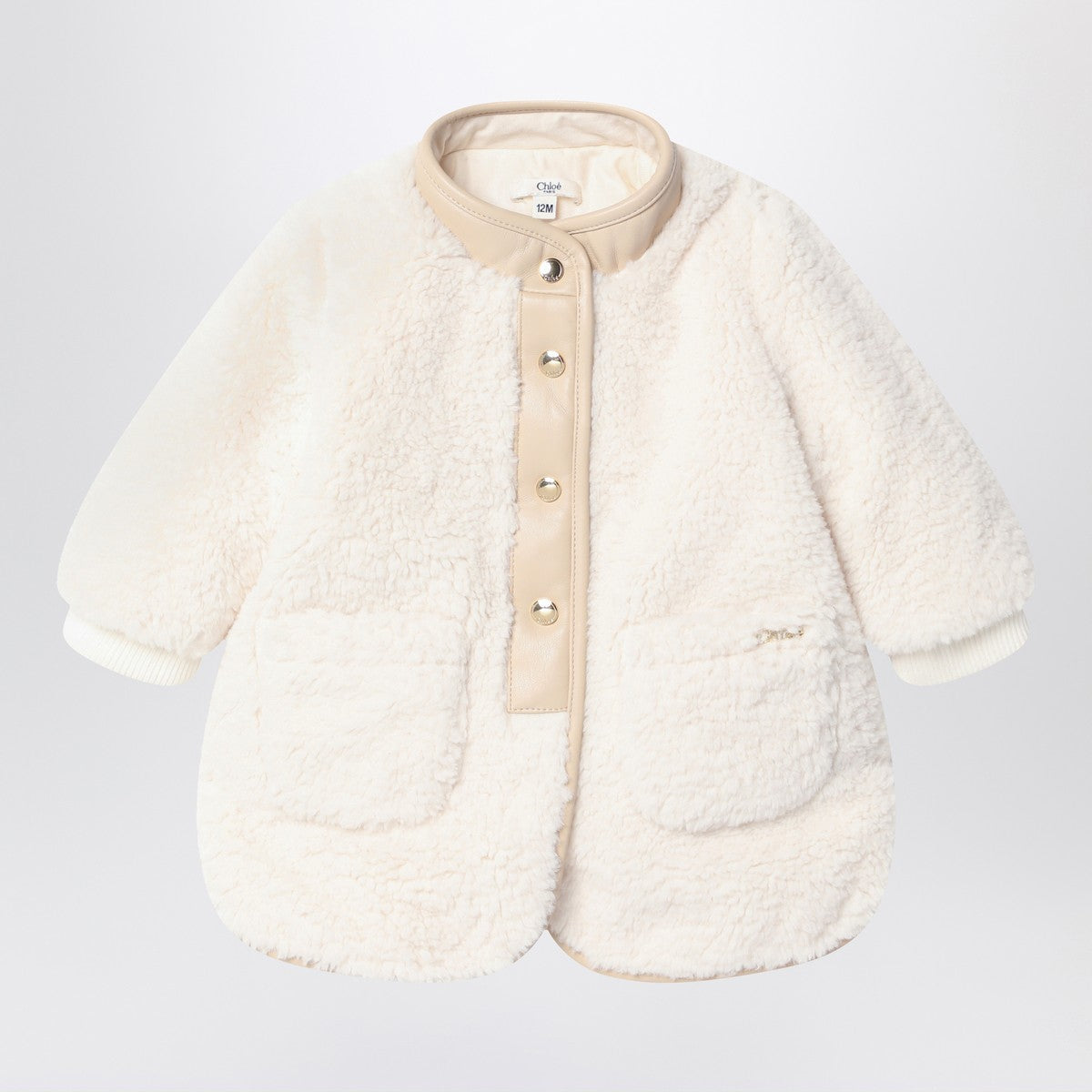 Chloé Chloé White shearling-effect jacket