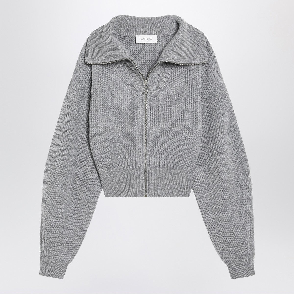 Sportmax Sportmax Grey zip-up cardigan in wool and cashmere