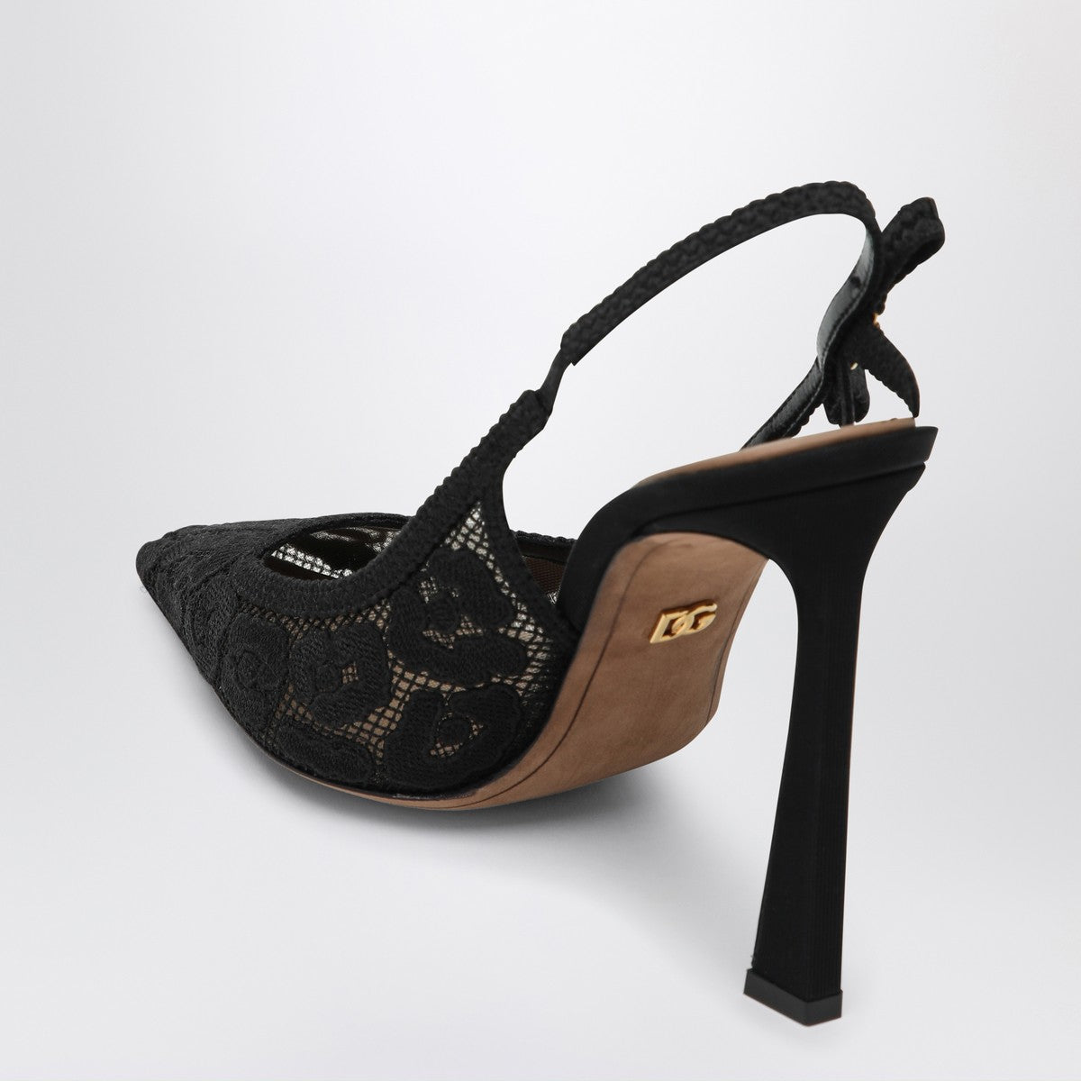 Dolce & Gabbana Dolce & Gabbana Dolce&Gabbana Black lace slingback with rhinestones