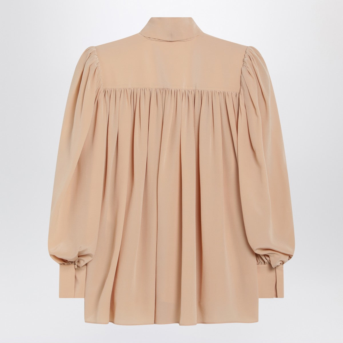Chloé Ruched sand-coloured blouse with lavallière tie