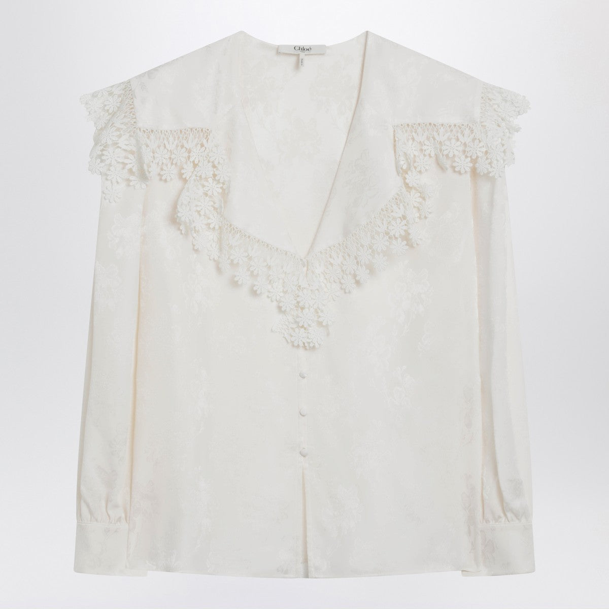 Chloé Jacquard and lace blouse with oversized collar