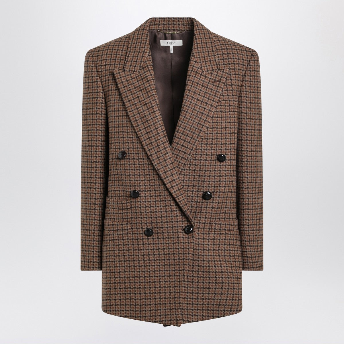 Chloé Chloé Brown/black houndstooth double-breasted jacket