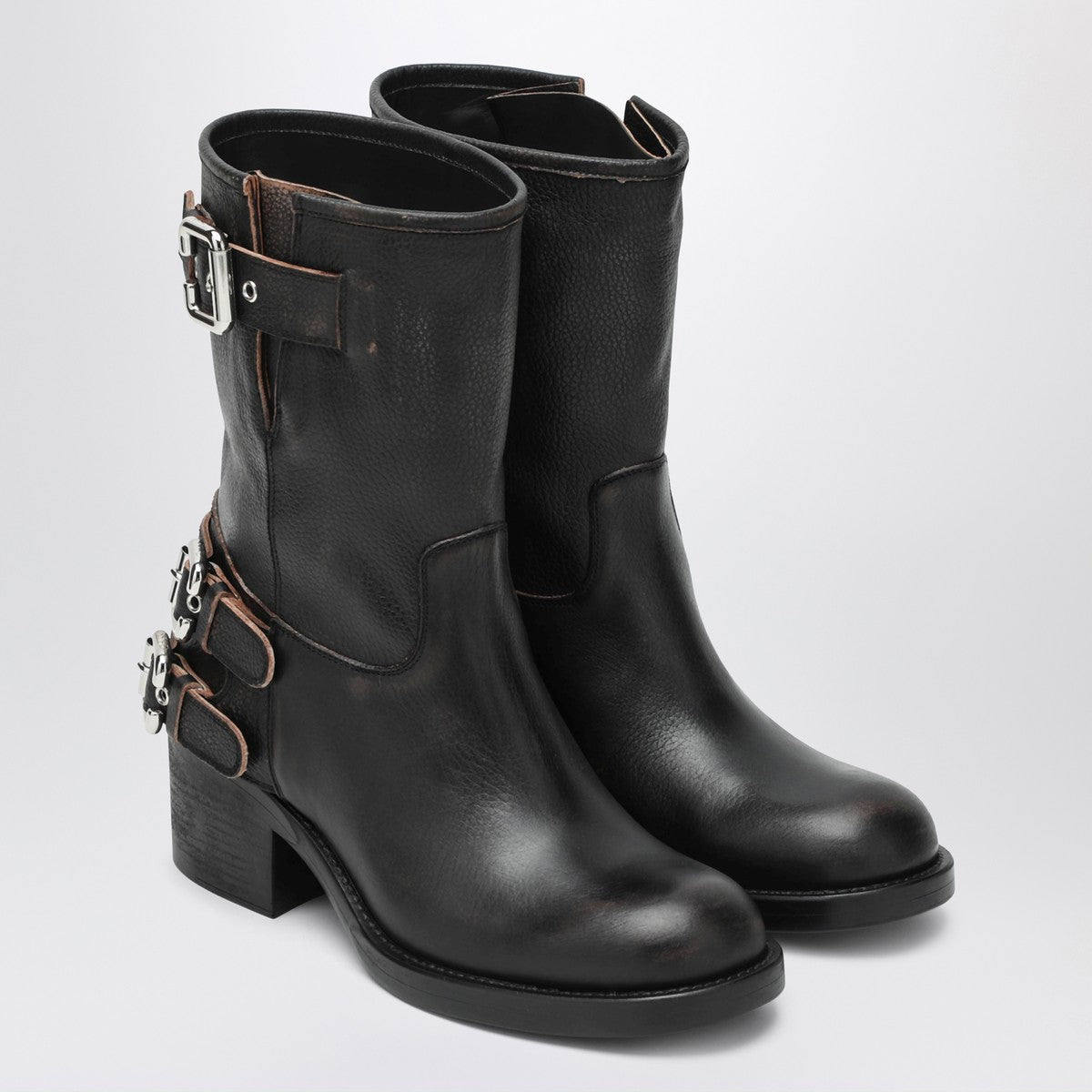 Chloé Chloé Black Dakota biker-style boot with vintage effect