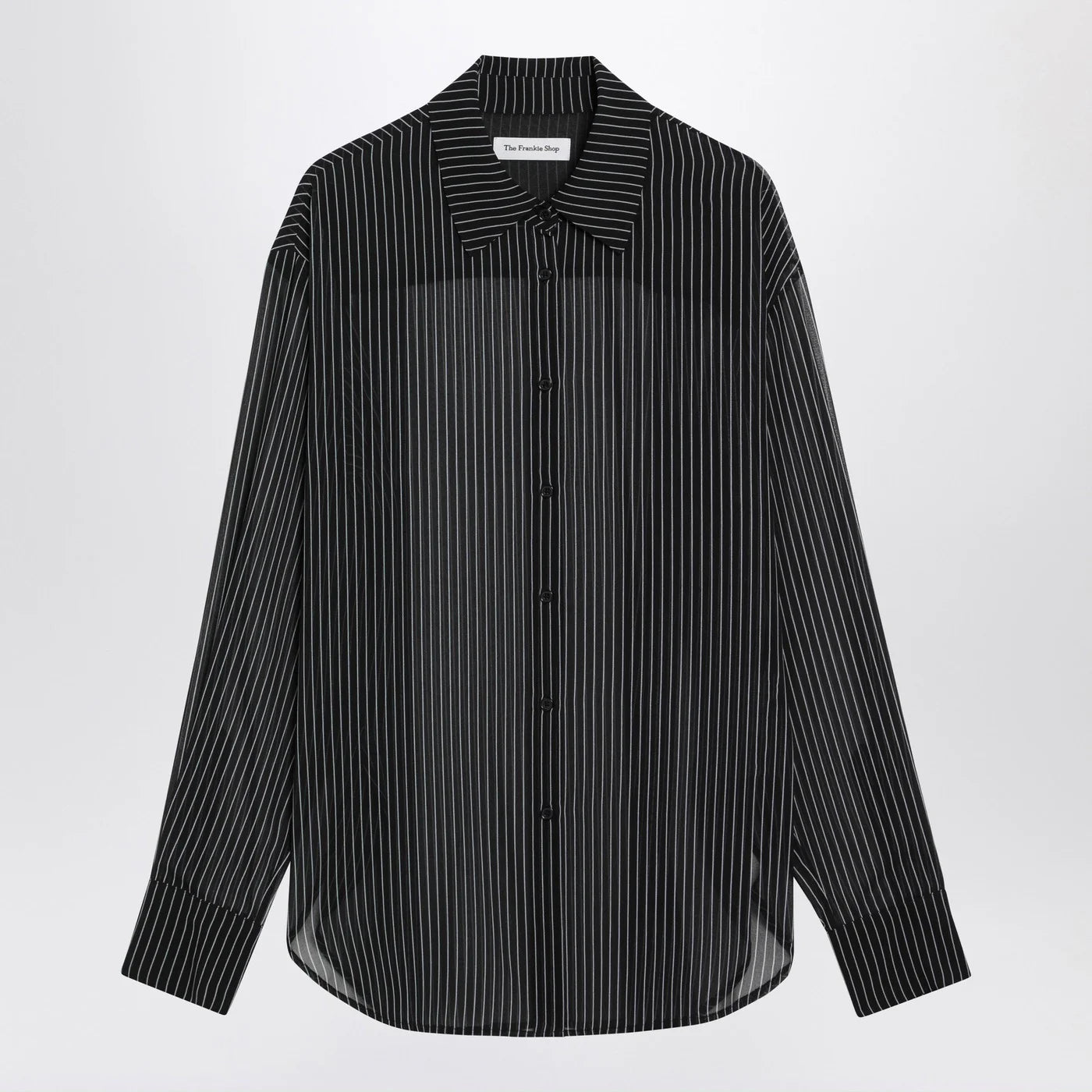The Frankie Shop Black Peri semi-sheer striped shirt - Luxe Marca